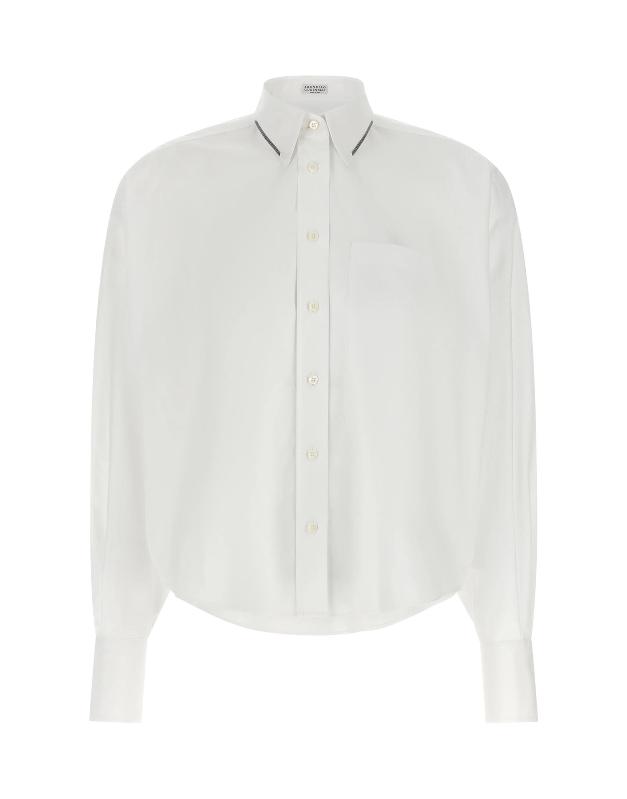 Brunello Cucinelli Brunello Cucinelli Shiny Trim Cropped Shirt