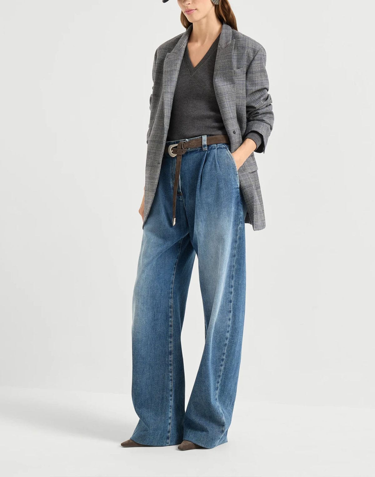 Brunello Cucinelli Shiny Trim Ribbed Wool Top