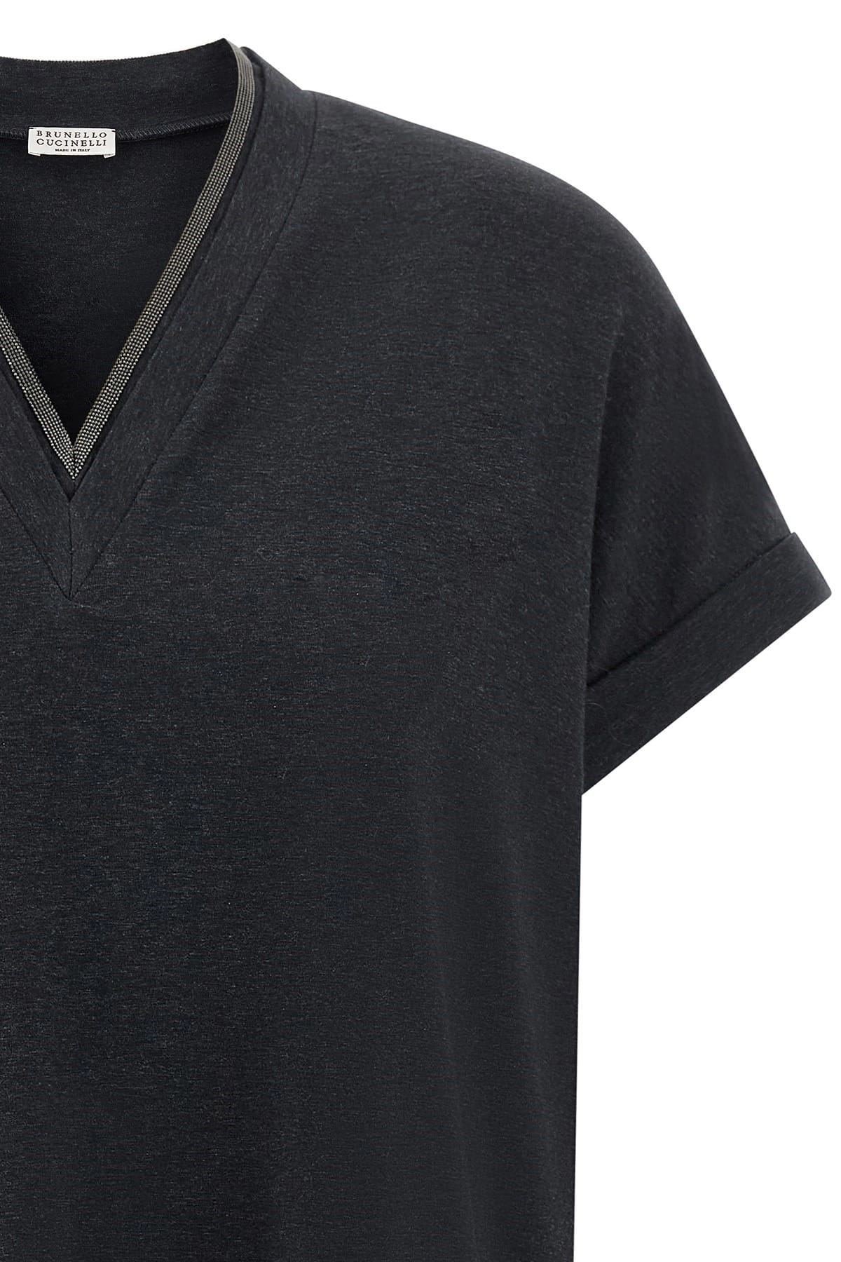 Brunello Cucinelli Brunello Cucinelli Shiny Trims V-Neck T-Shirt