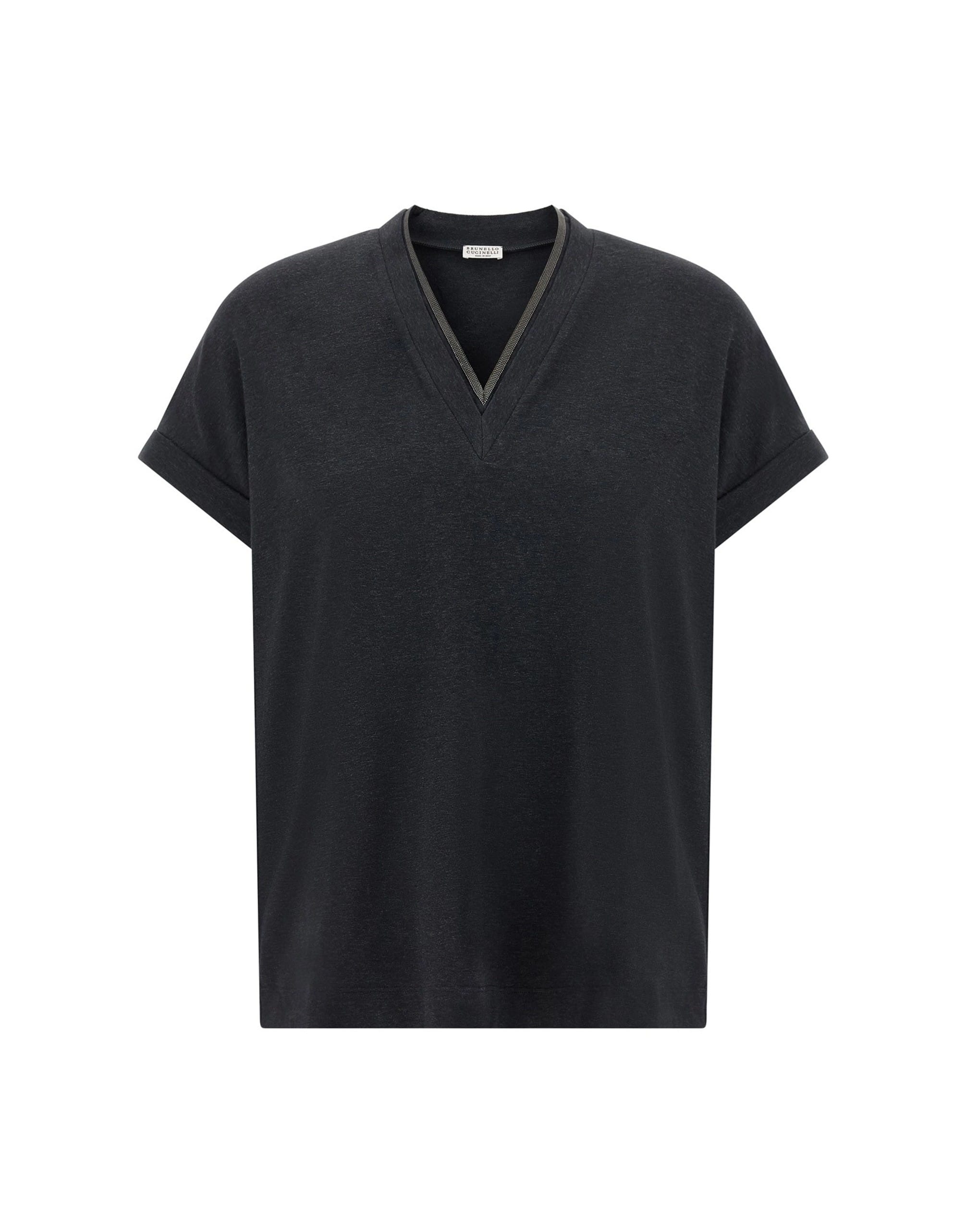 Brunello Cucinelli Brunello Cucinelli Shiny Trims V-Neck T-Shirt
