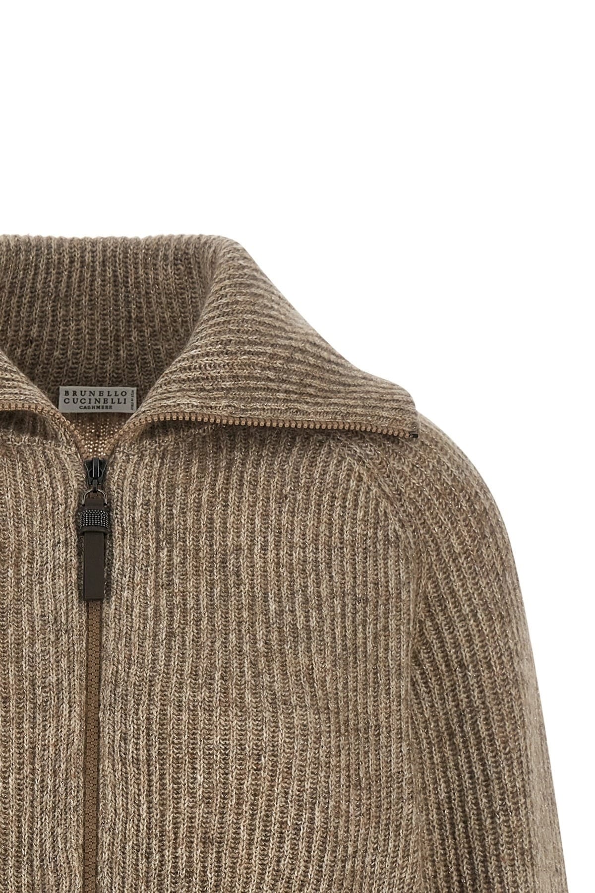 Brunello Cucinelli Shiny Zipper Pull Cardigan | Sendegaro FR