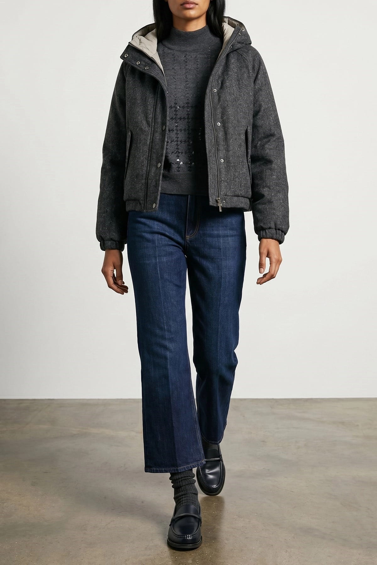 Brunello Cucinelli Shiny Zipper Pull Down Jacket | Sendegaro JP