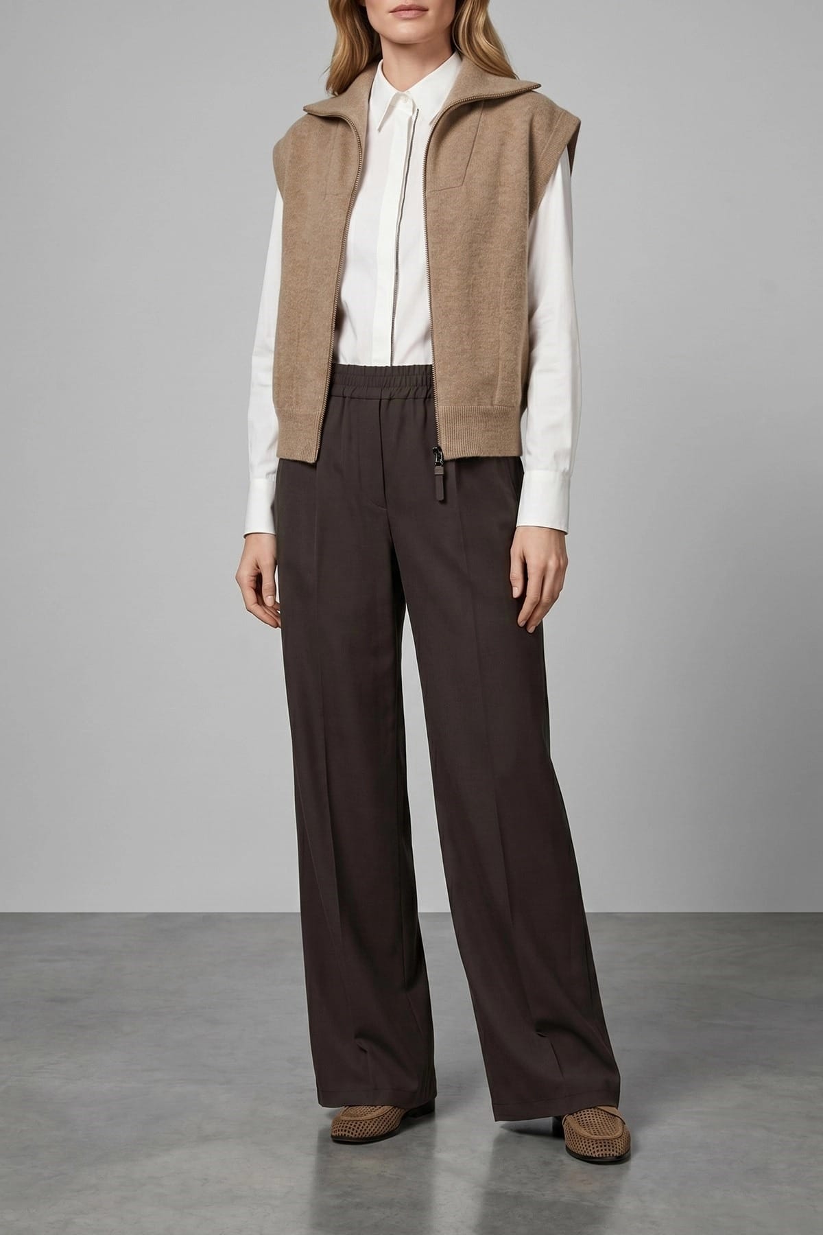 Brunello Cucinelli Shiny Zipper Pull Vest | Sendegaro JP