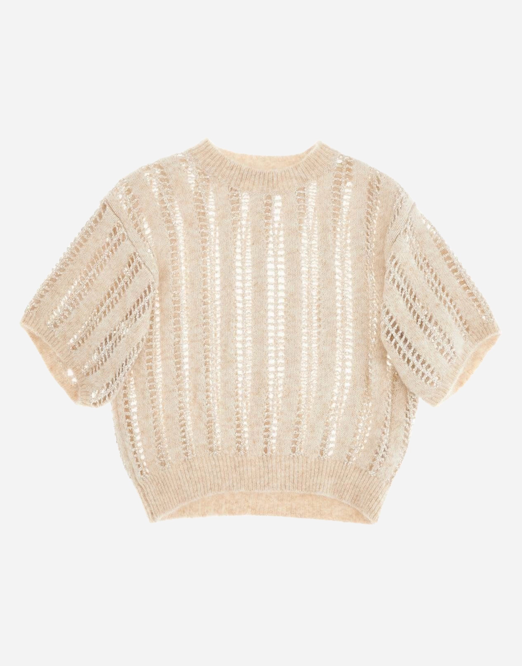 Brunello Cucinelli Short-Sleeved Open-Knitted Sweater