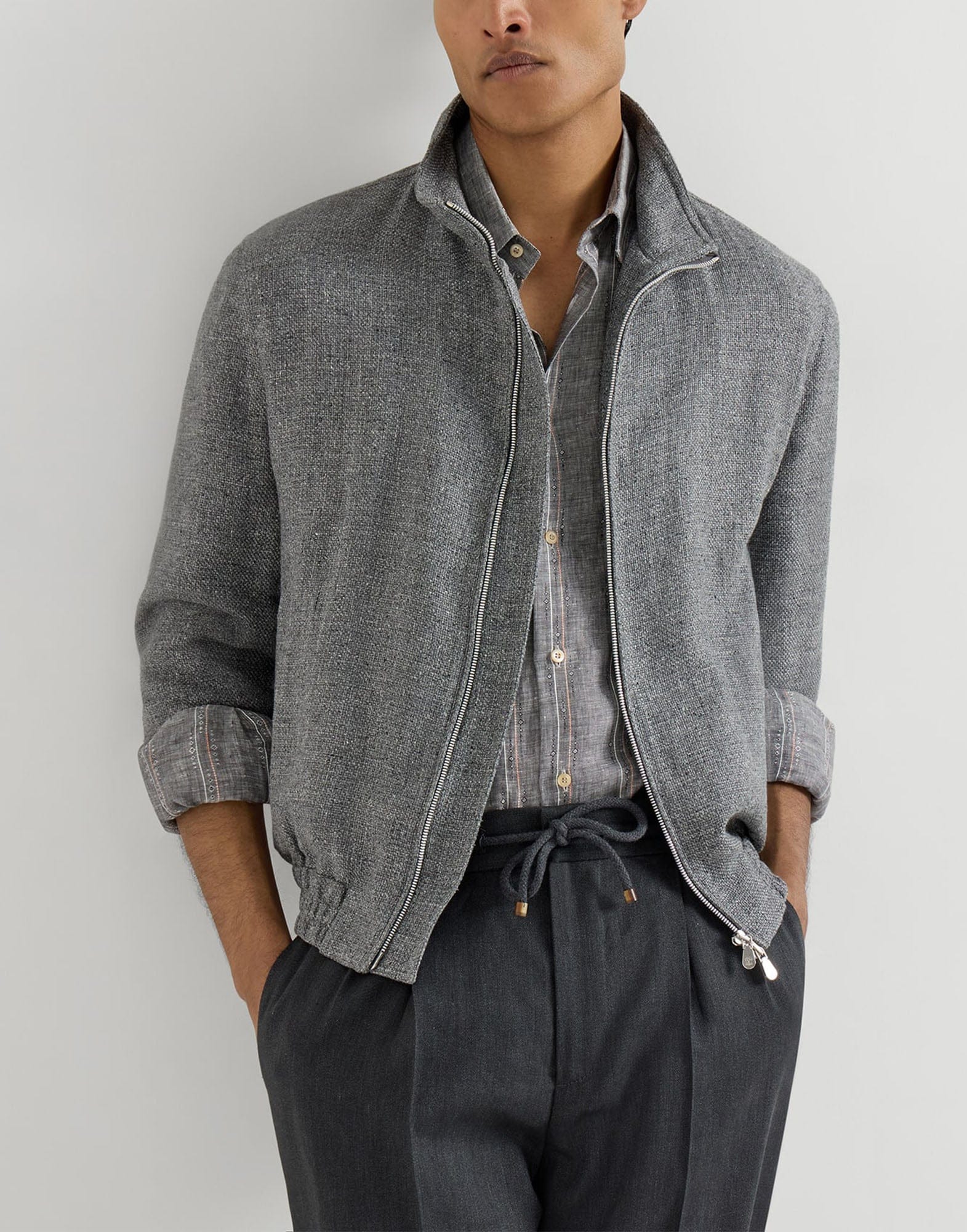 Brunello Cucinelli Silk-Blend Hopsack Jacket | Sendegaro BE