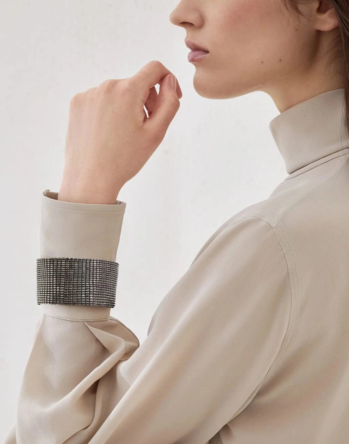 Brunello Cucinelli Silk Crêpe De Chine Turtleneck Blouse