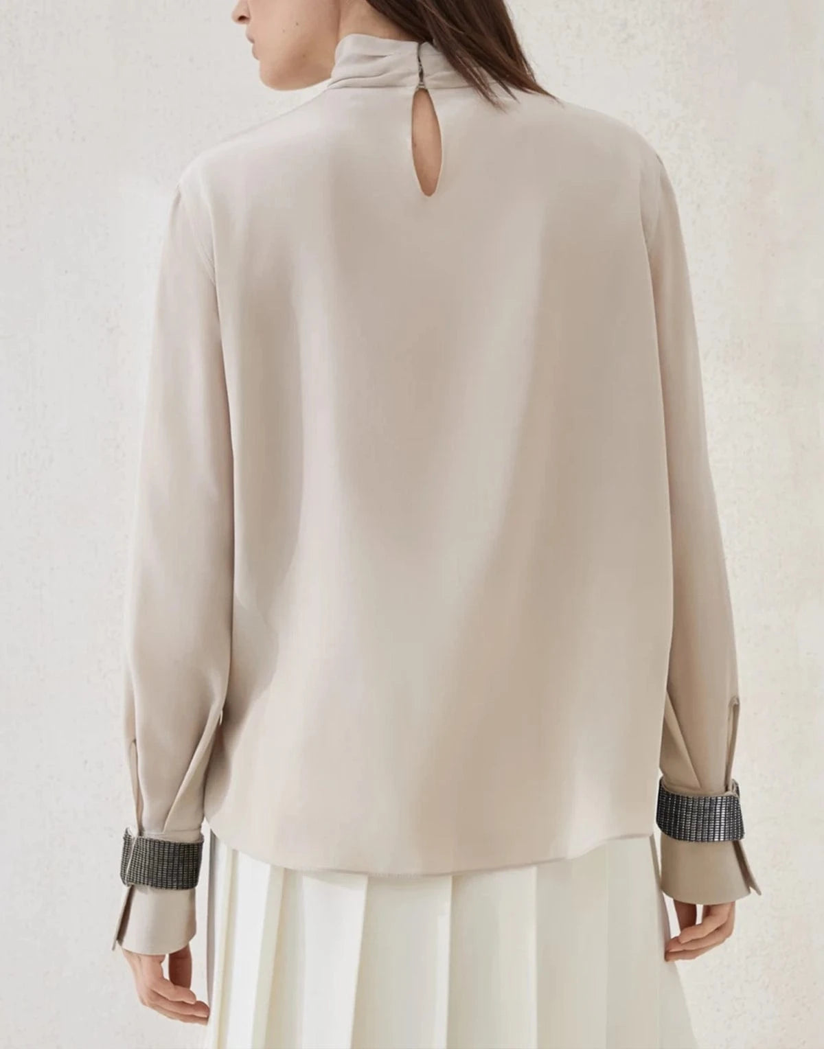 Brunello Cucinelli Silk Crêpe De Chine Turtleneck Blouse