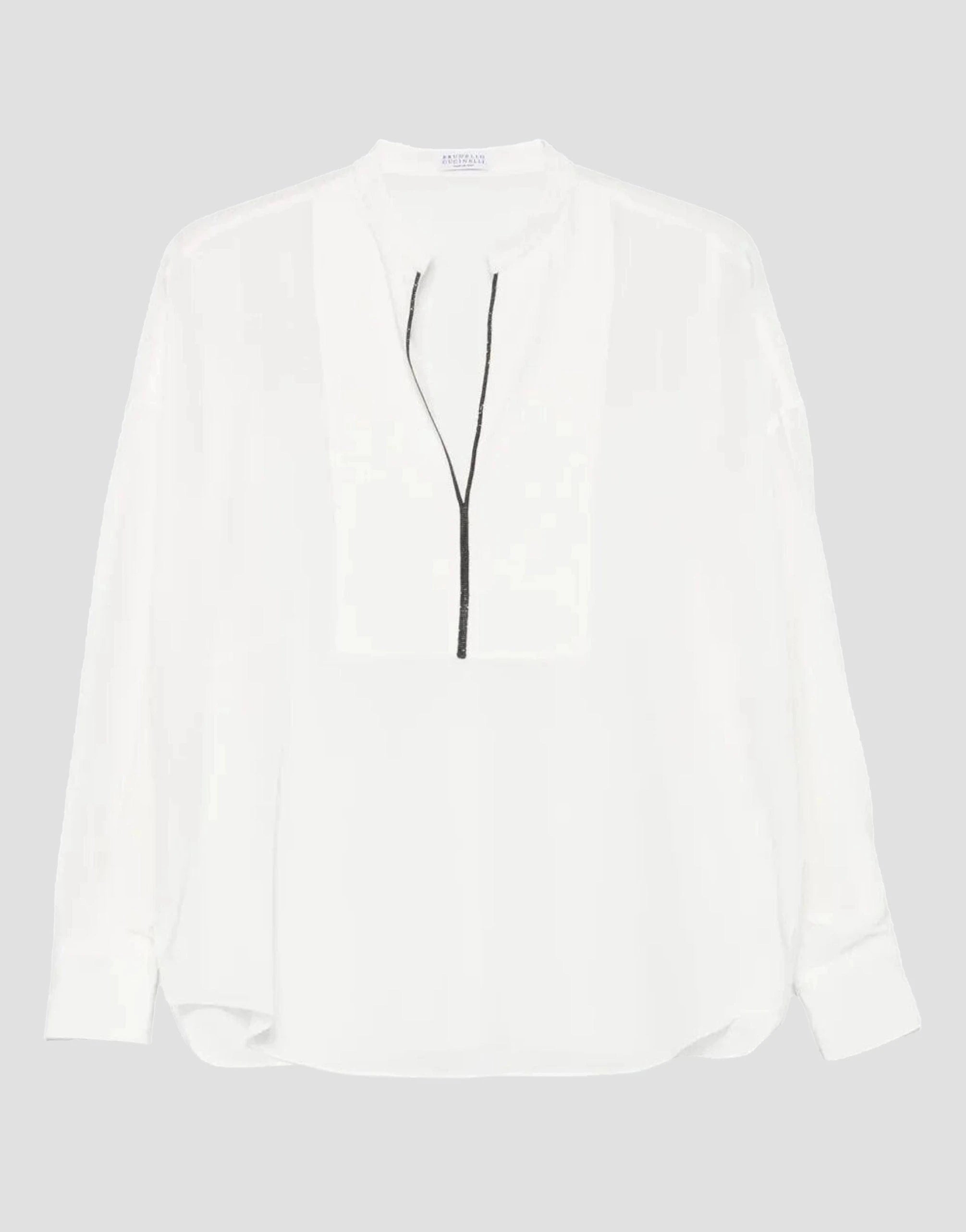 Brunello Cucinelli Silk Monili-Embellished Blouse