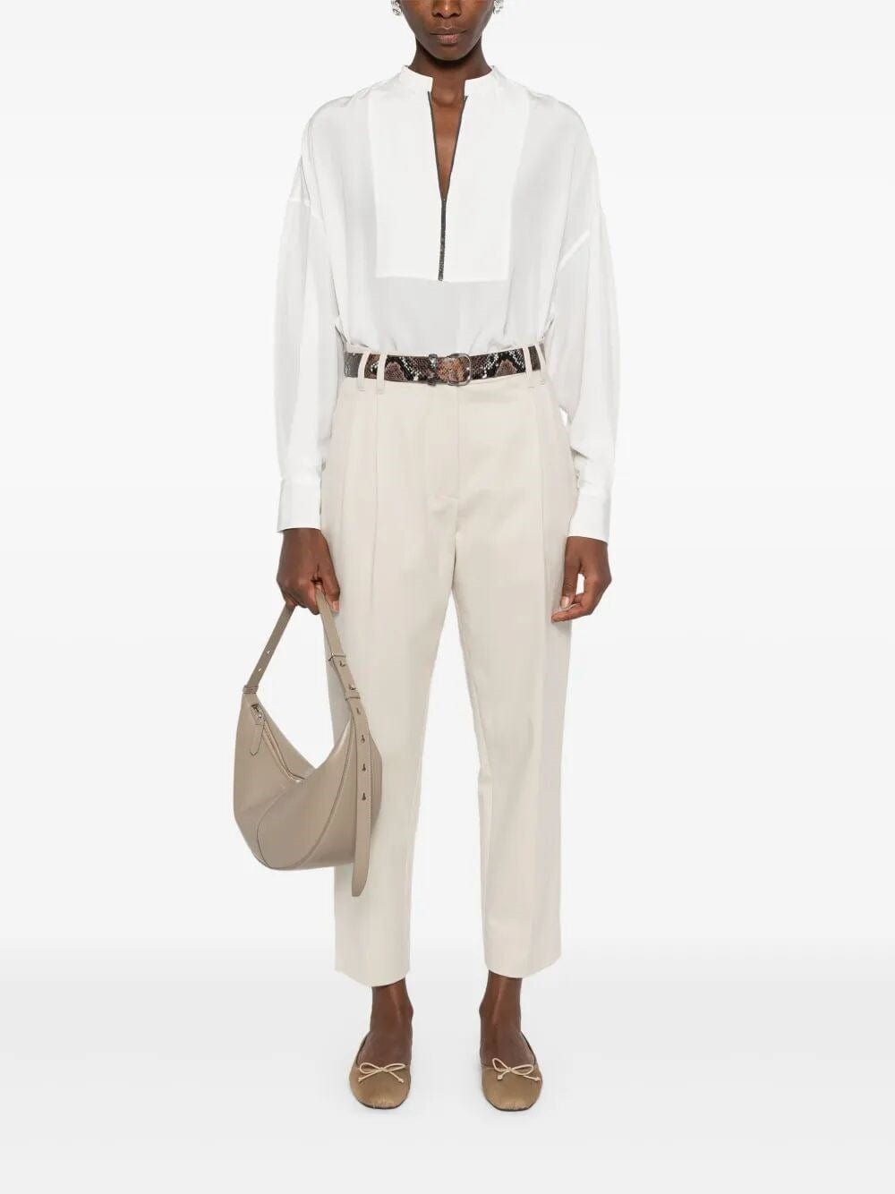 Brunello Cucinelli Silk Monili-Embellished Blouse