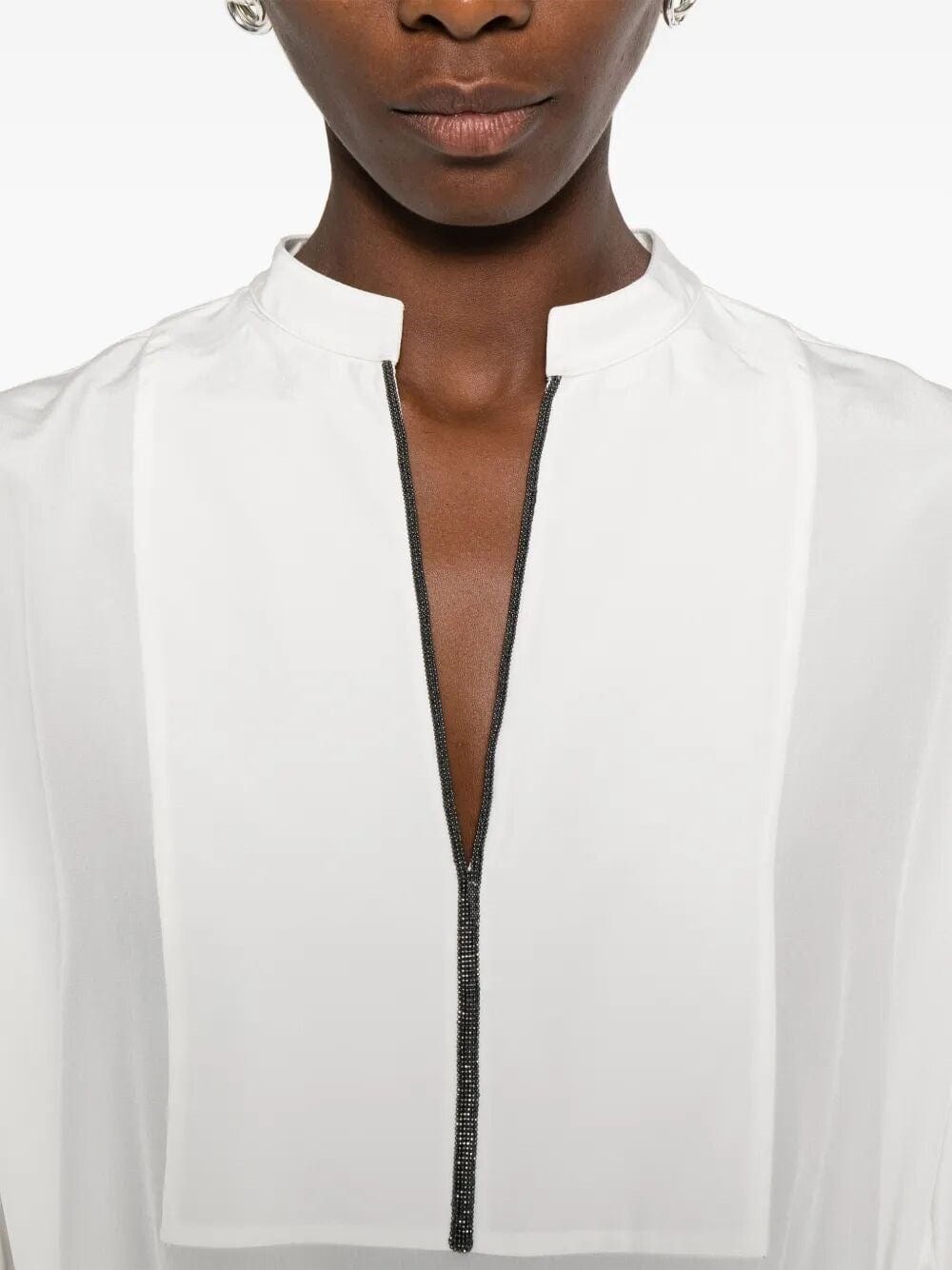 Brunello Cucinelli Silk Monili-Embellished Blouse