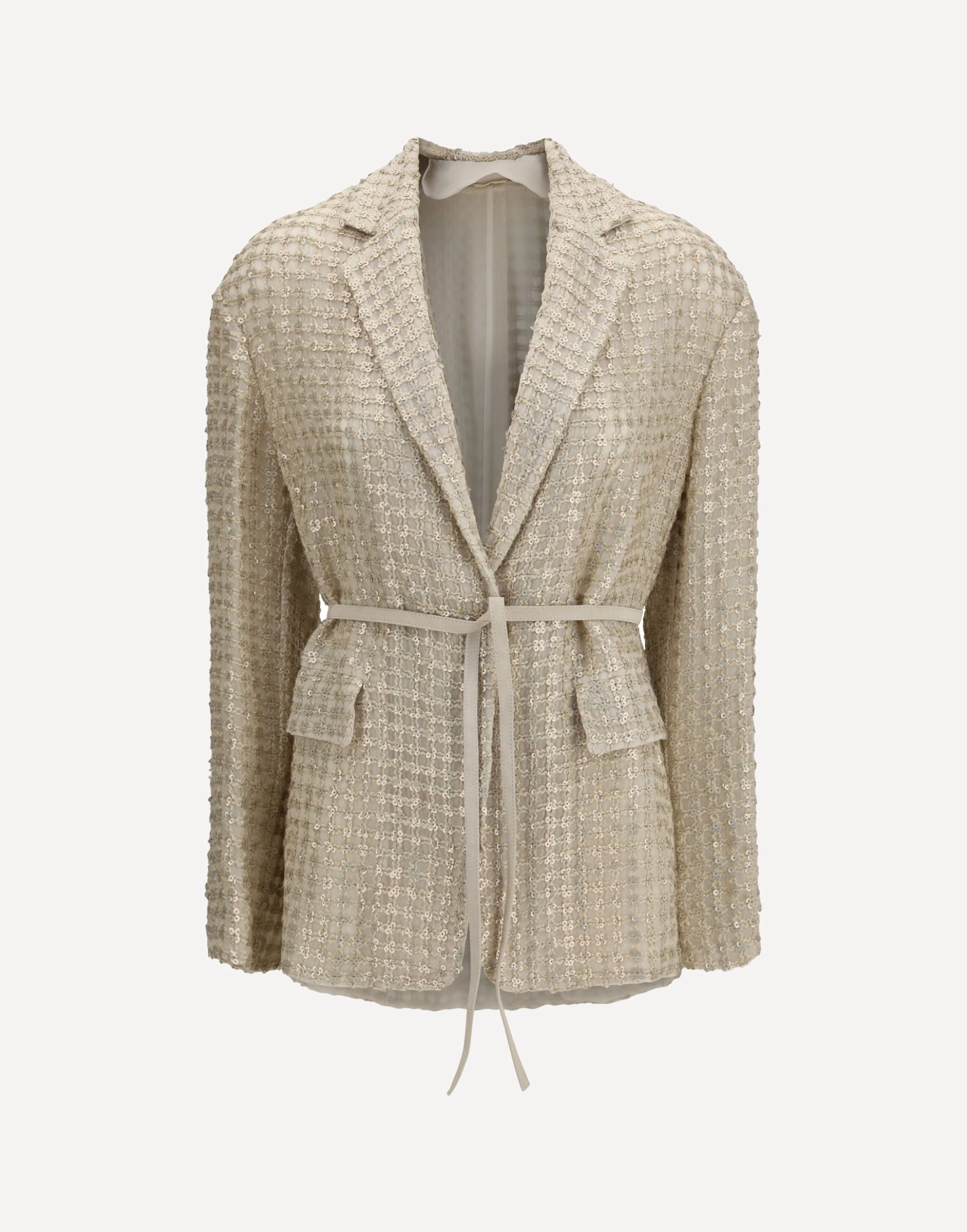 Brunello Cucinelli Silk Organza Jacket With Net Embroidery