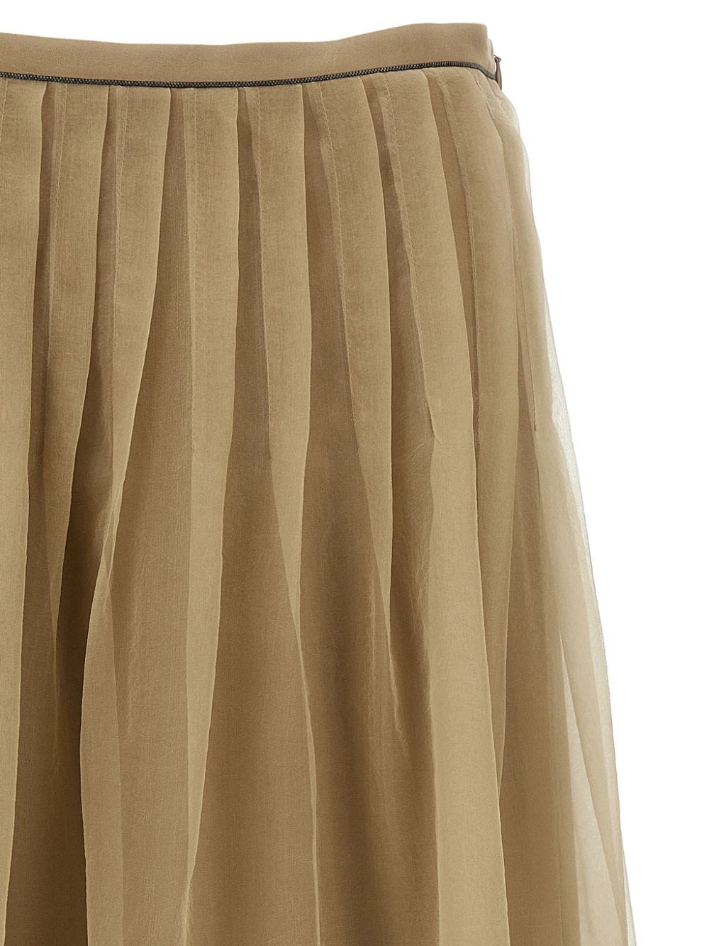 Brunello Cucinelli Silk Pleated Midi Skirt