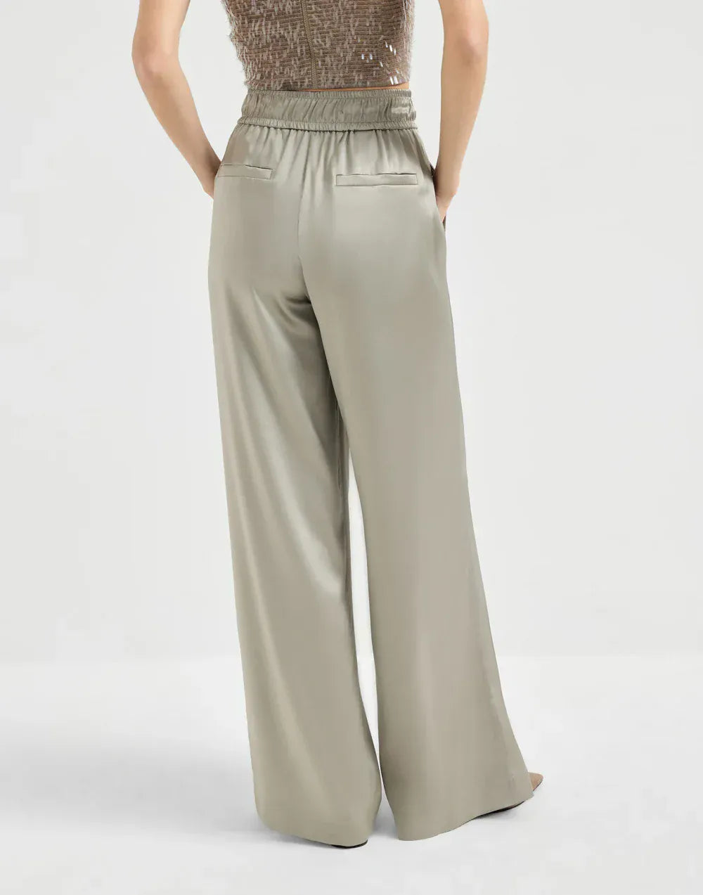 Brunello Cucinelli Silk Satin Track Trousers