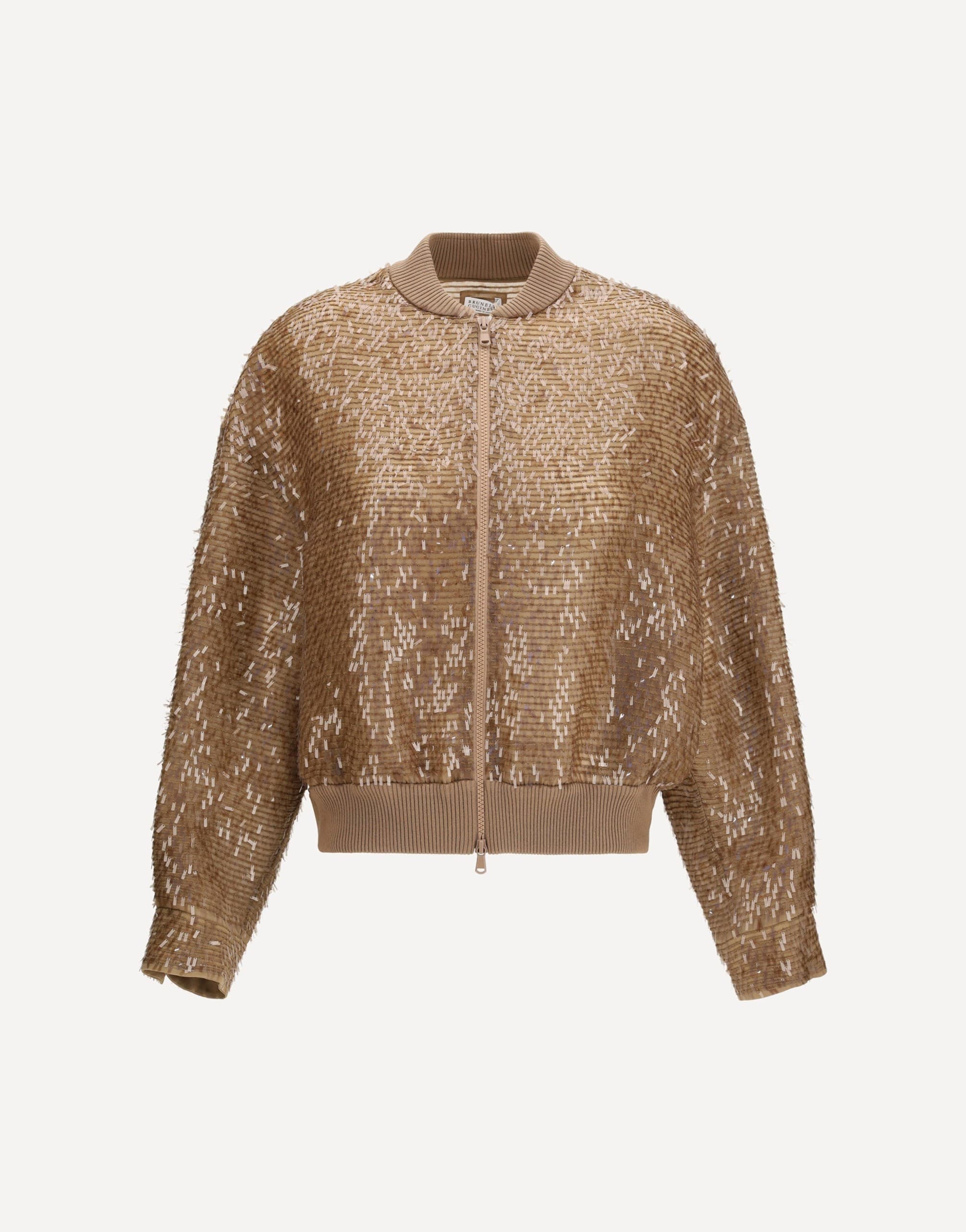 Brunello Cucinelli Silk Sequin Zip-Up Jacket