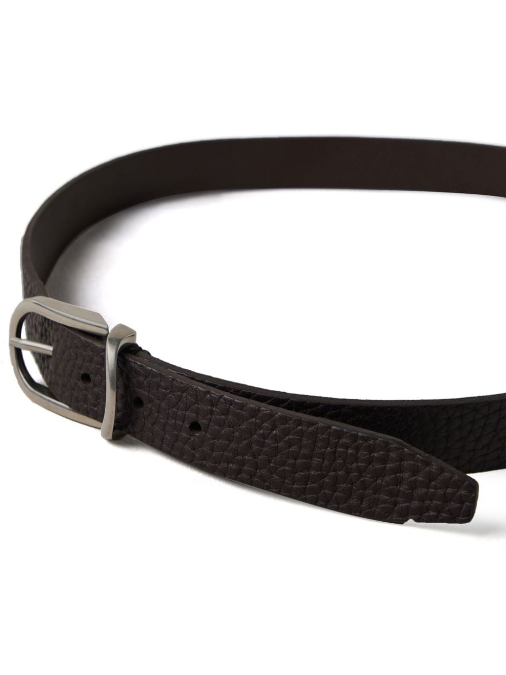 Brunello Cucinelli Silver-Tone Buckle Leather Belt