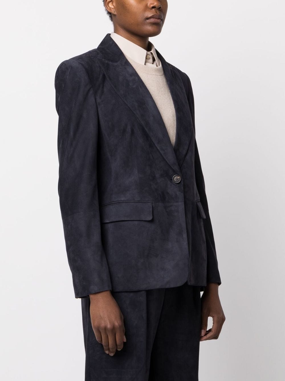 Brunello Cucinelli Single-Breasted Leather Blazer