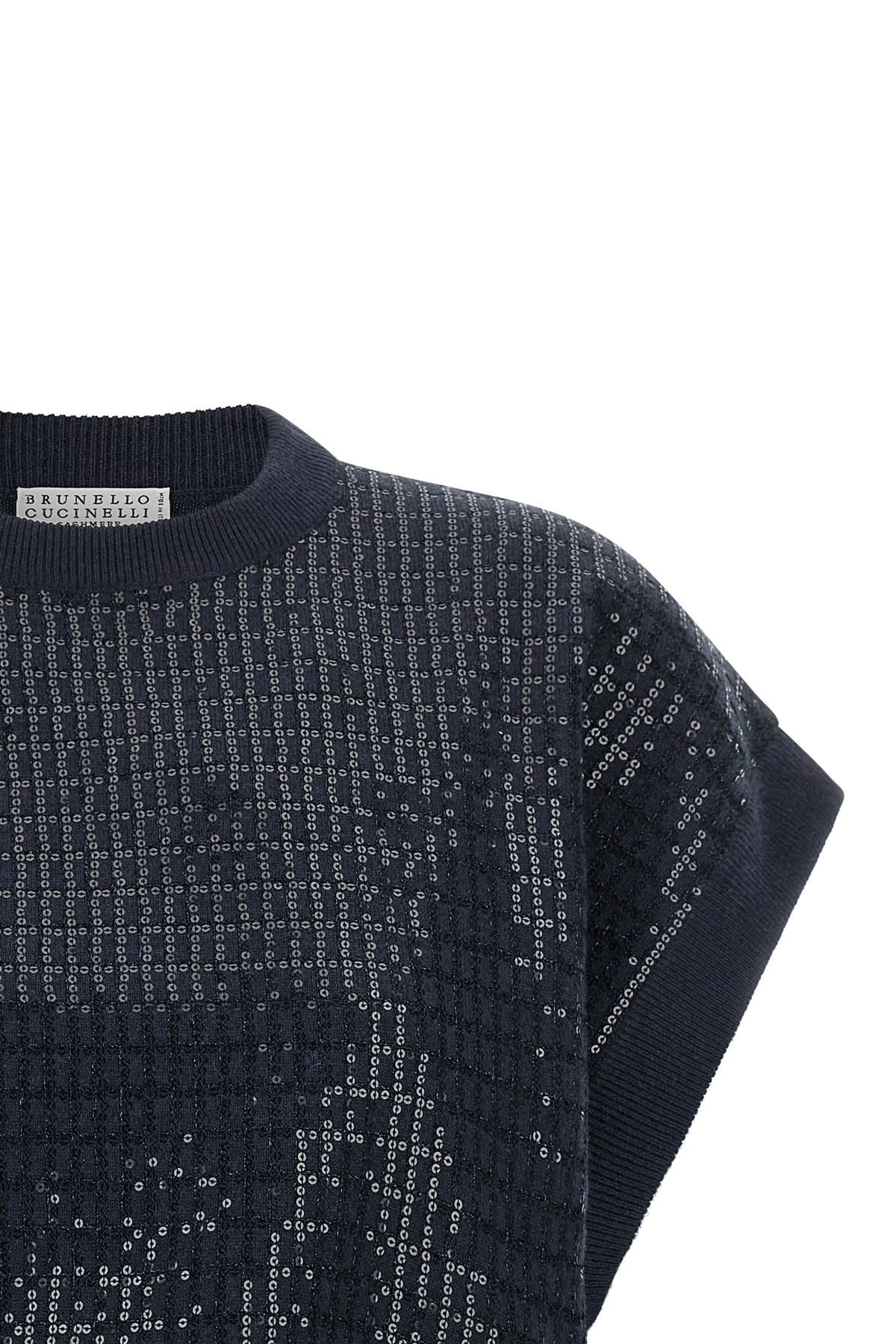 Brunello Cucinelli ノースリーブ スパンコール刺繍セーター