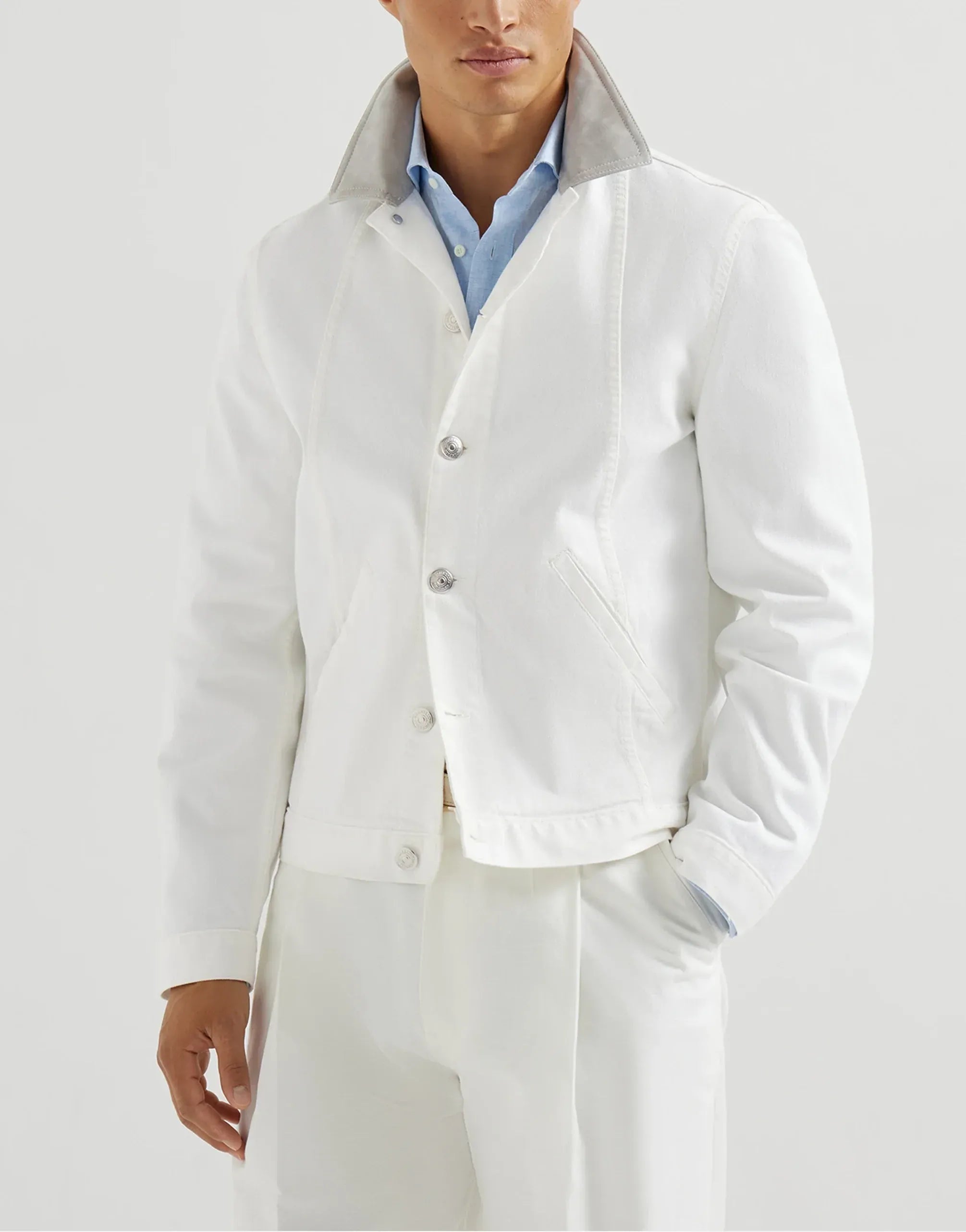 Brunello Cucinelli Snow Garment-Dyed Denim Jacket