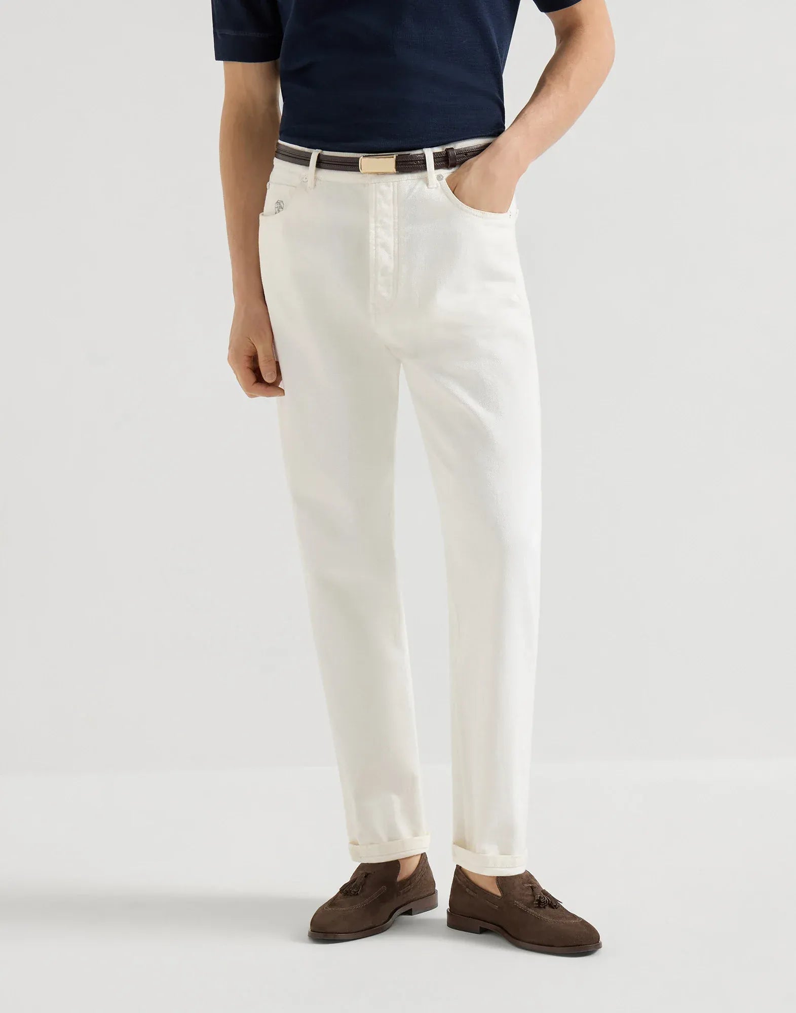 Brunello Cucinelli Snow Garment-Dyed Iconic Fit Jeans