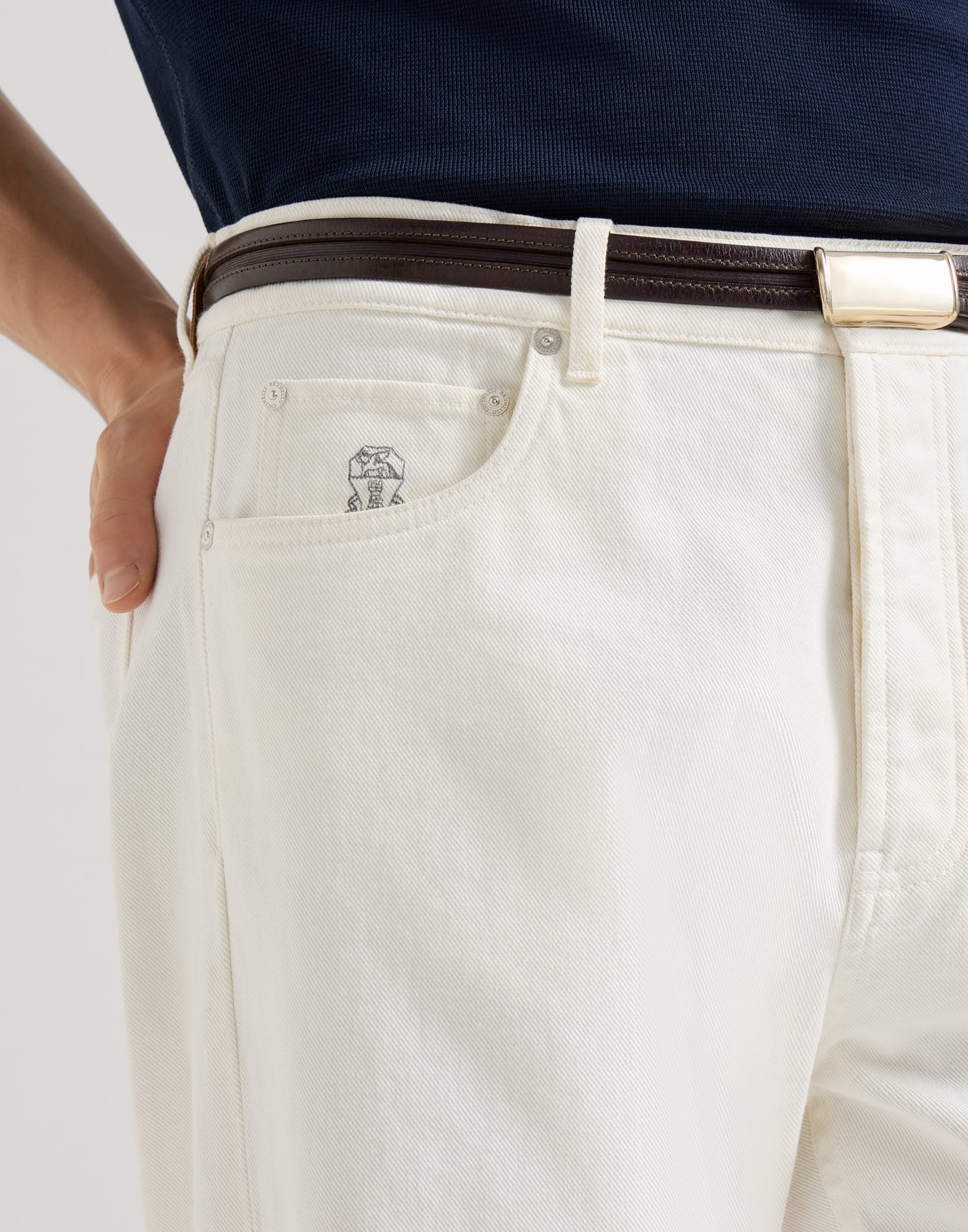 Brunello Cucinelli Snow Garment-Dyed Iconic Fit Jeans