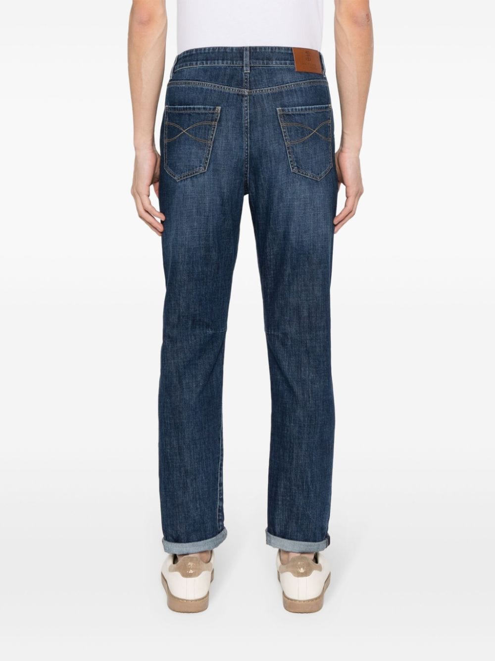 Brunello Cucinelli Solomei-Embroidered Tapered Jeans