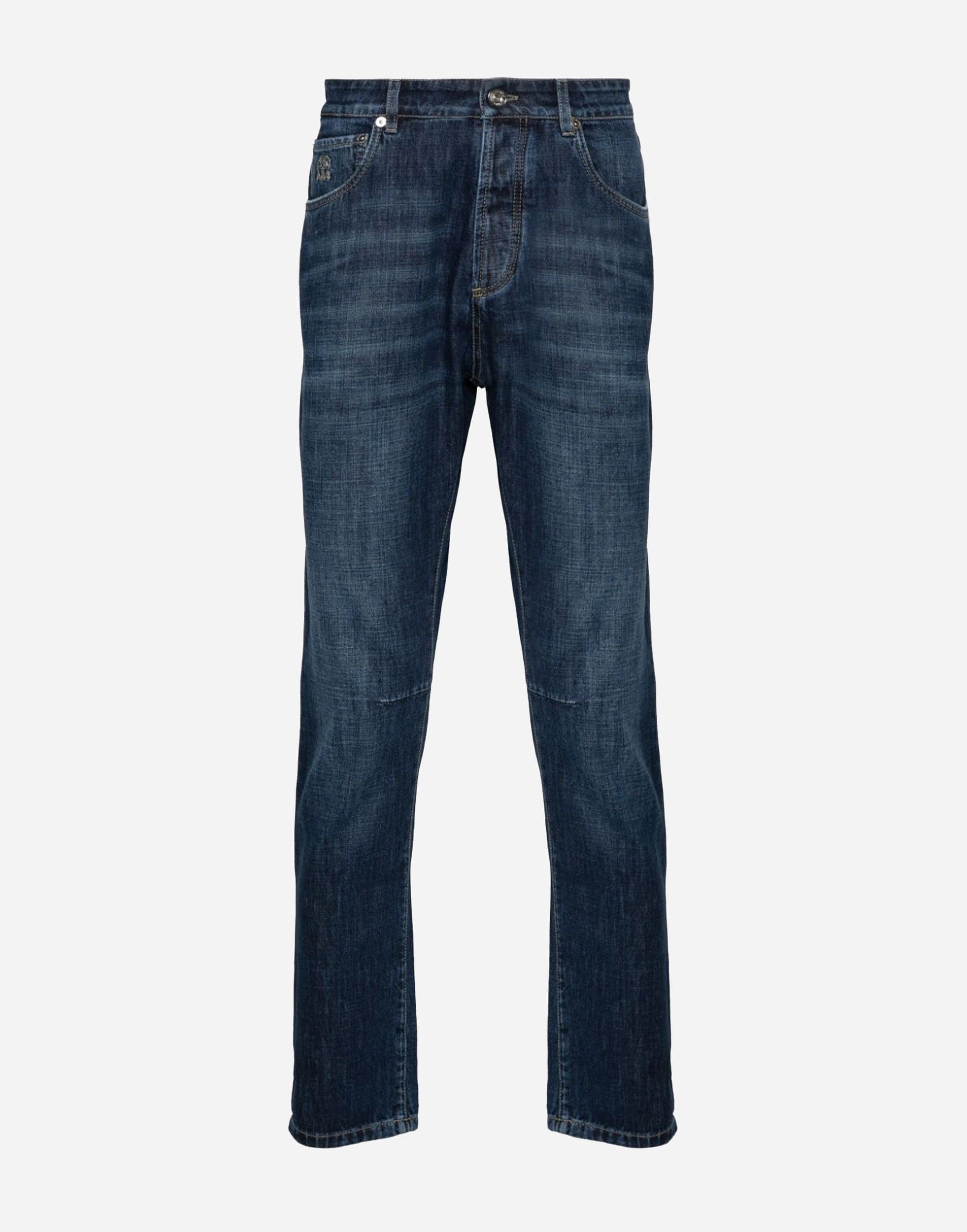 Brunello Cucinelli Solomei-Embroidered Tapered Jeans