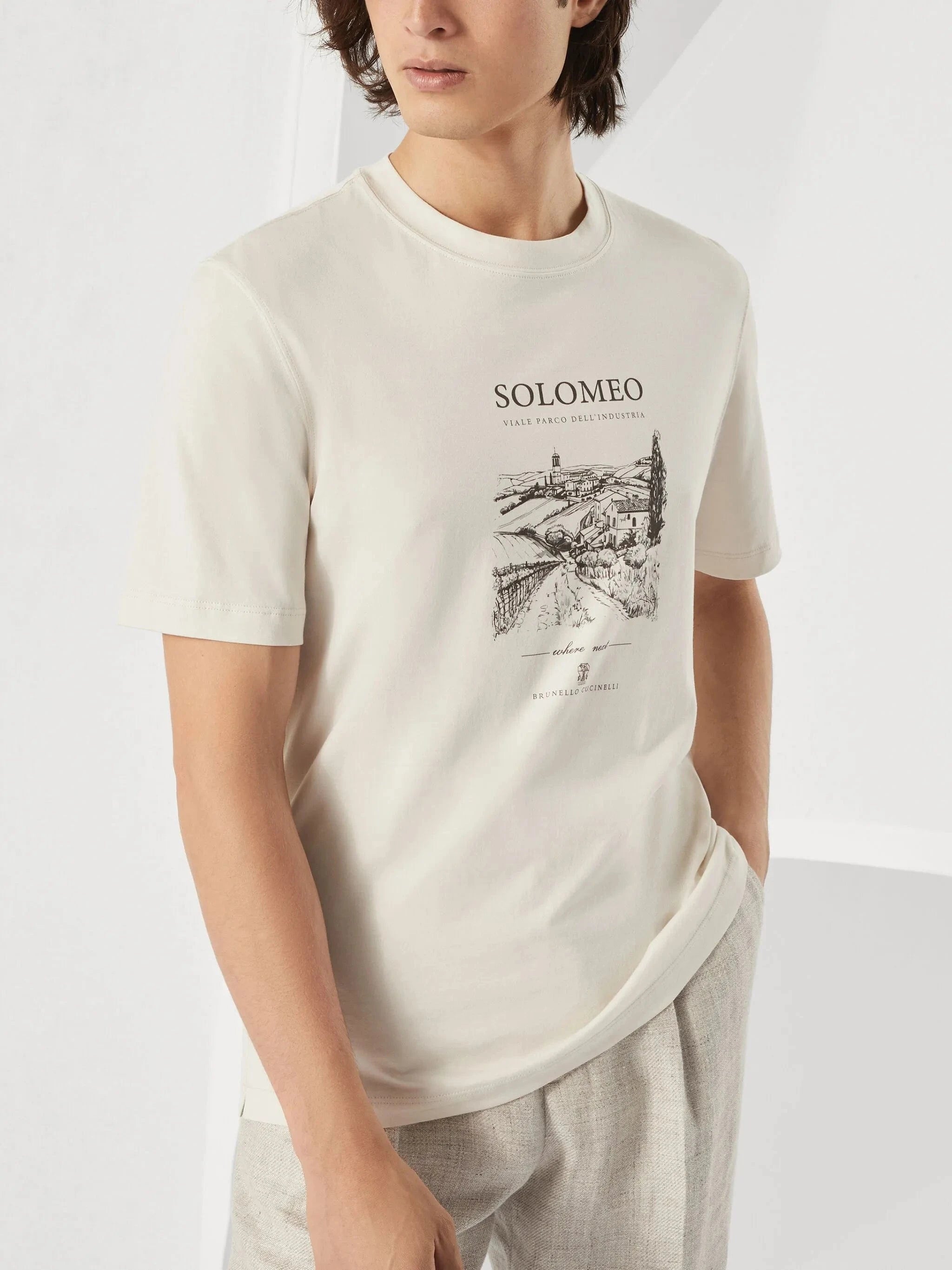 Brunello Cucinelli Solomeo-Print Cotton T-Shirt