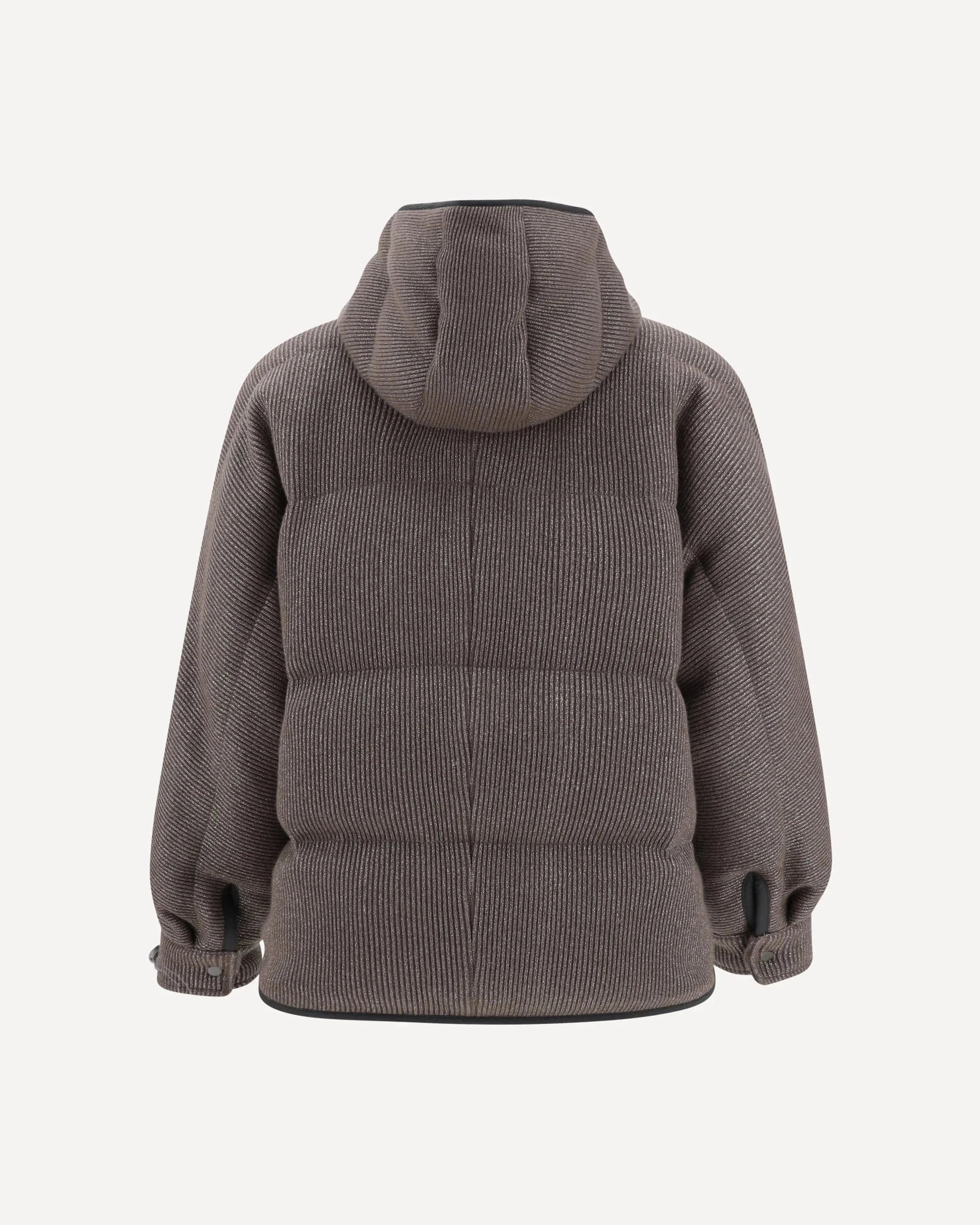 Brunello Cucinelli Sparkling Cashmere-Blend Rib Knit Down Jacket