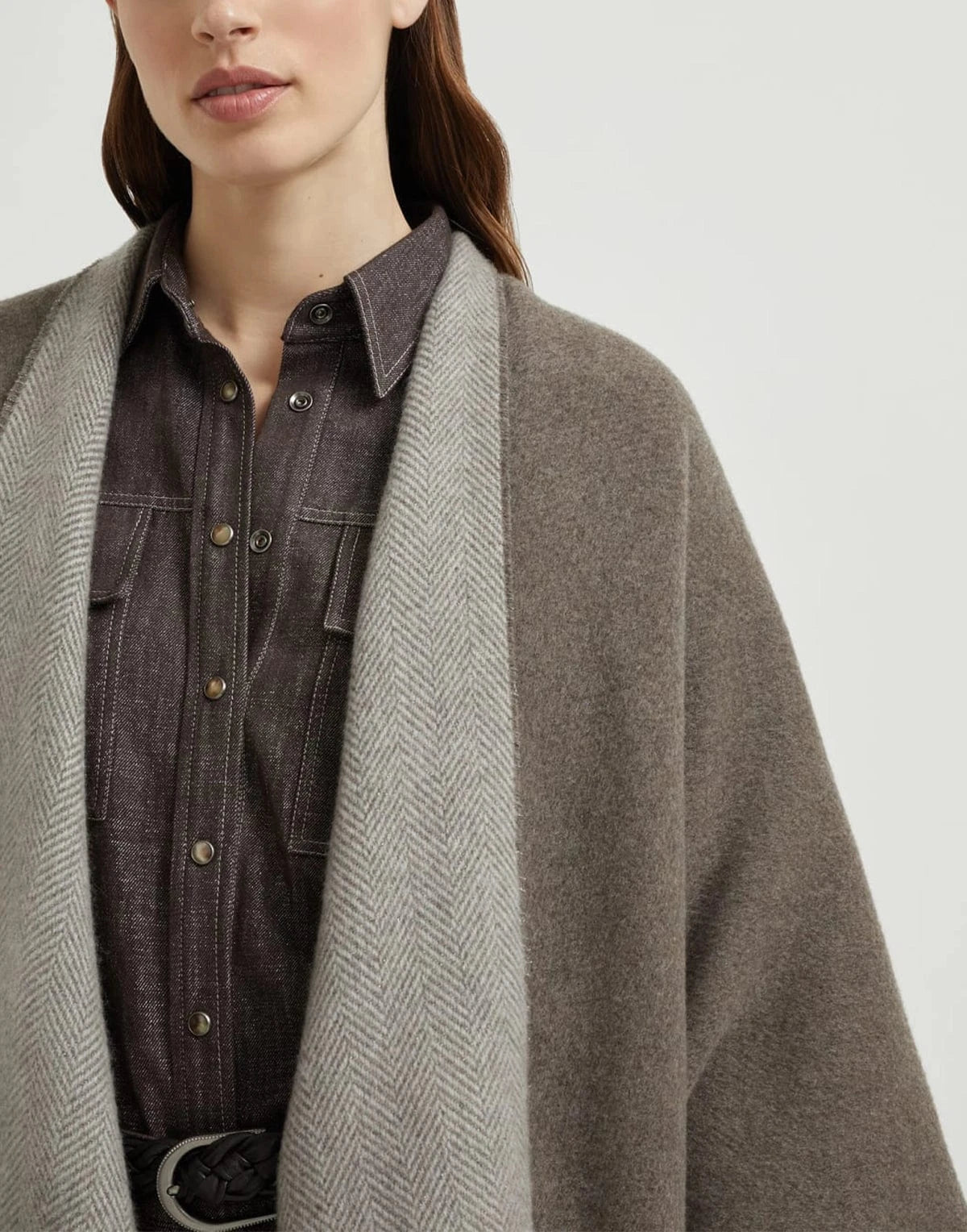 Brunello Cucinelli Sparkling Cashmere Chevron Reversible Brunello Cucinelli Sparkling Cashmere Chevron Reversible