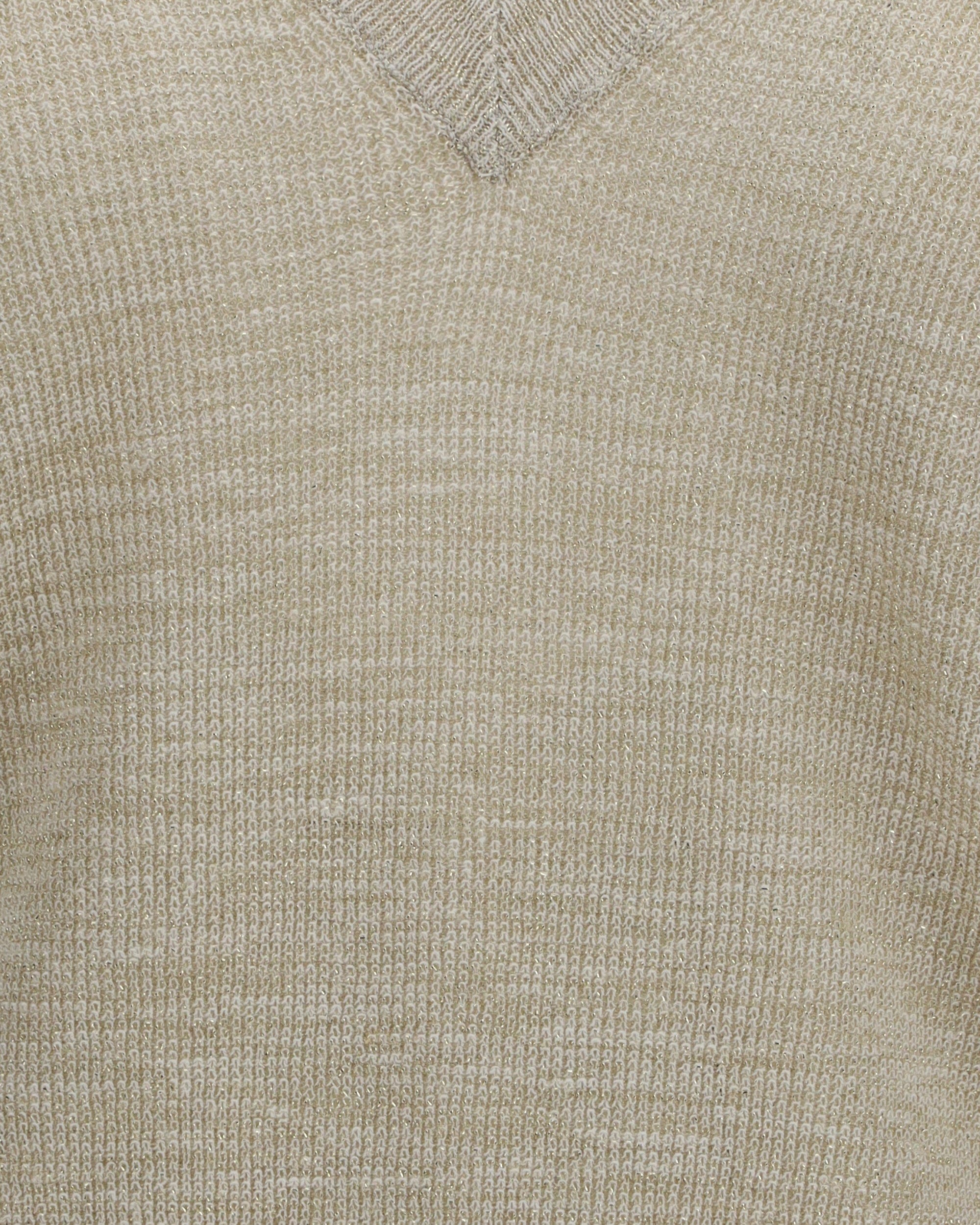 Brunello Cucinelli Sparkling Linen Ribbed V-Neck Sweater