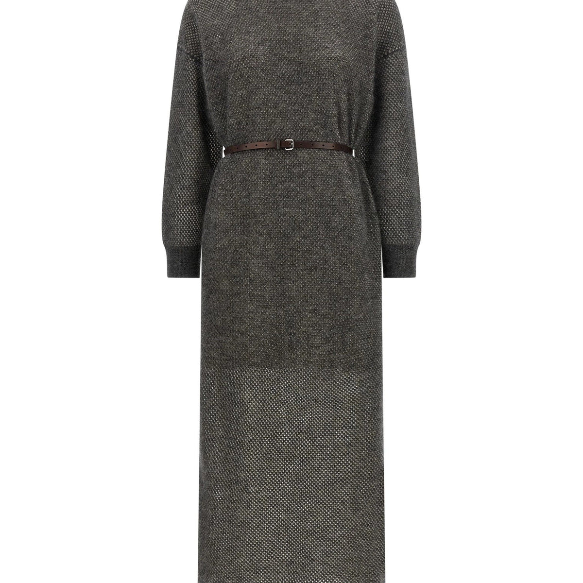midi dress woolen Gray Winter Midi Dress For Workwear