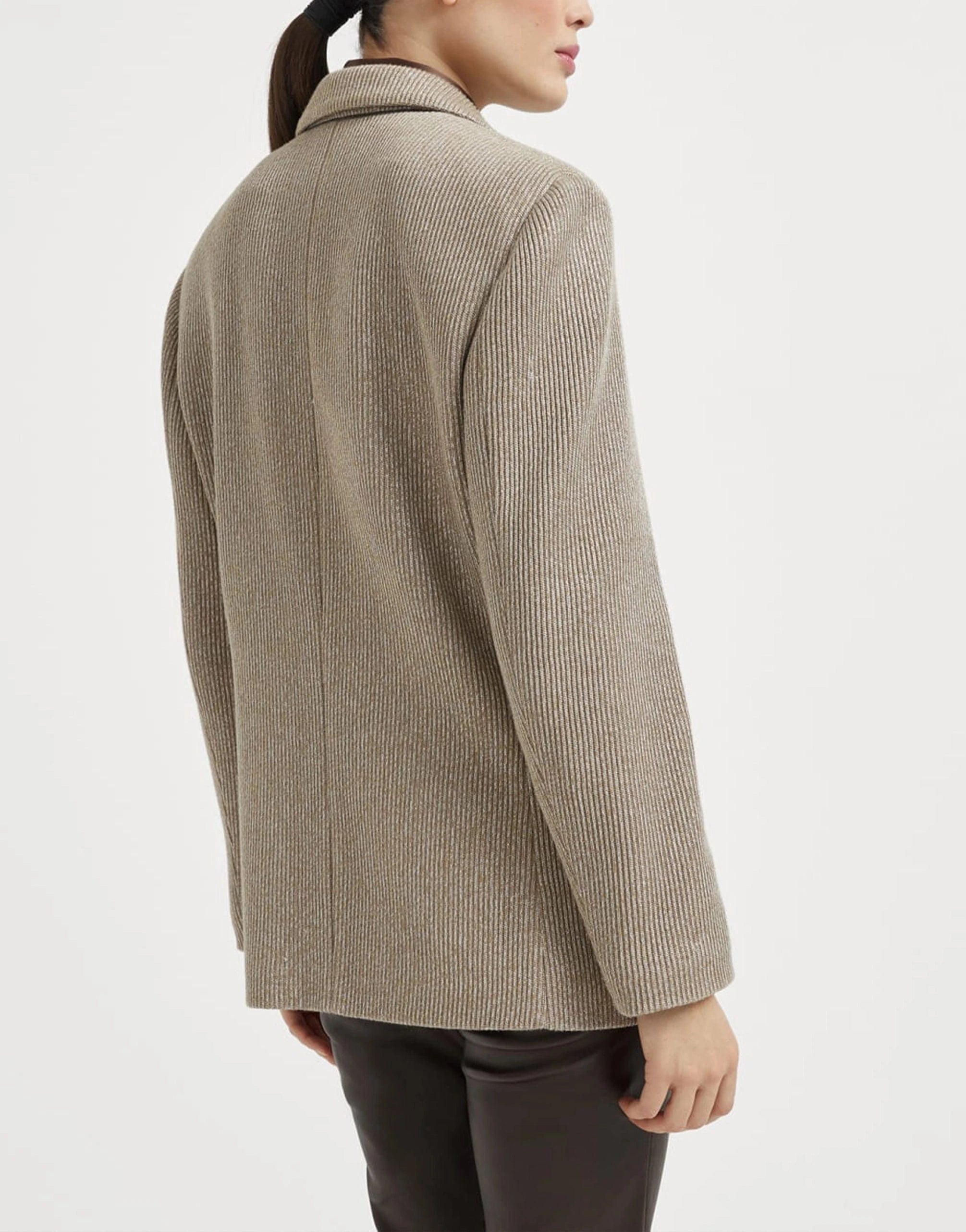 Brunello Cucinelli Sparkling Monili Rib Knit Blazer