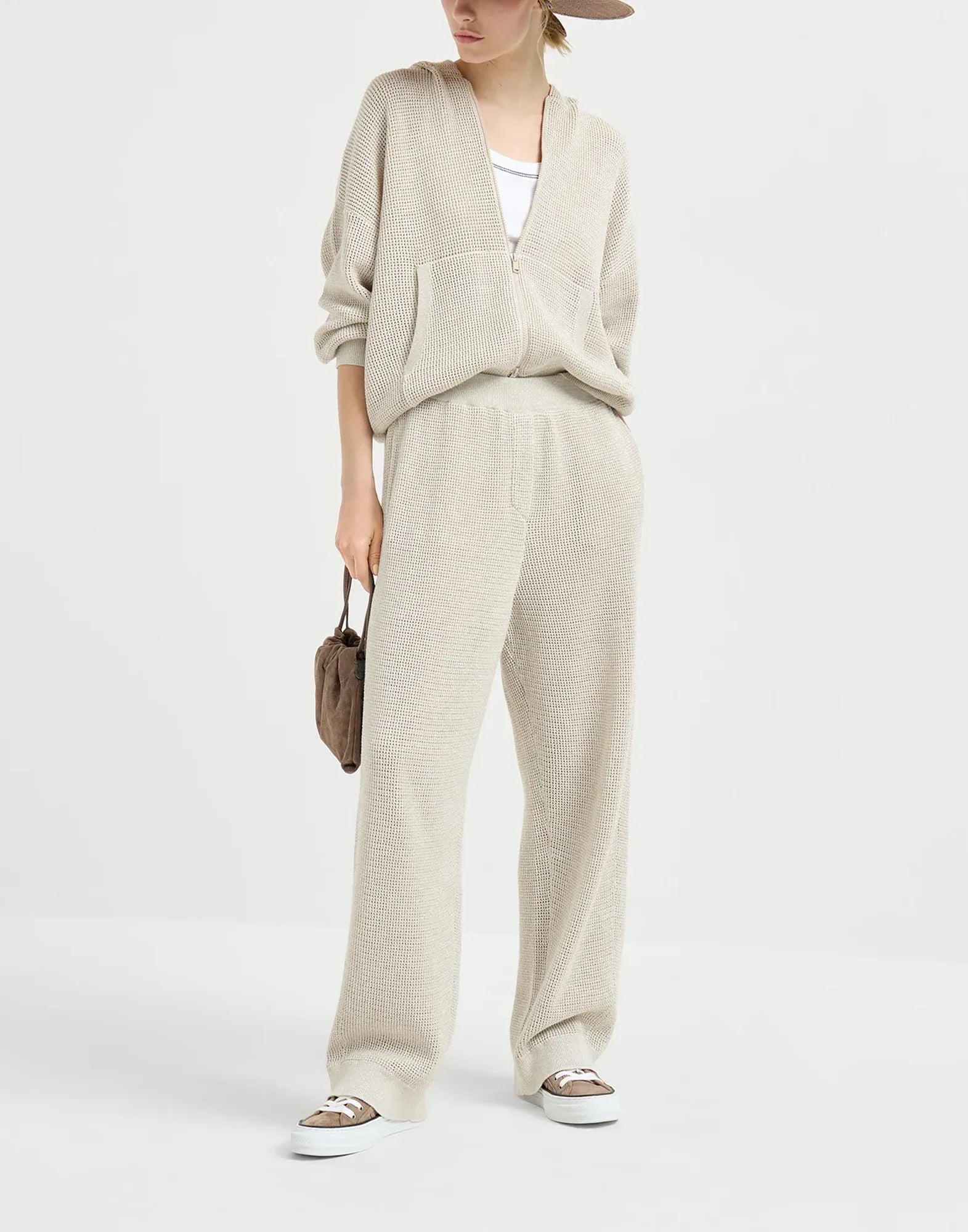 Brunello Cucinelli Sparkling Net Knit Trousers