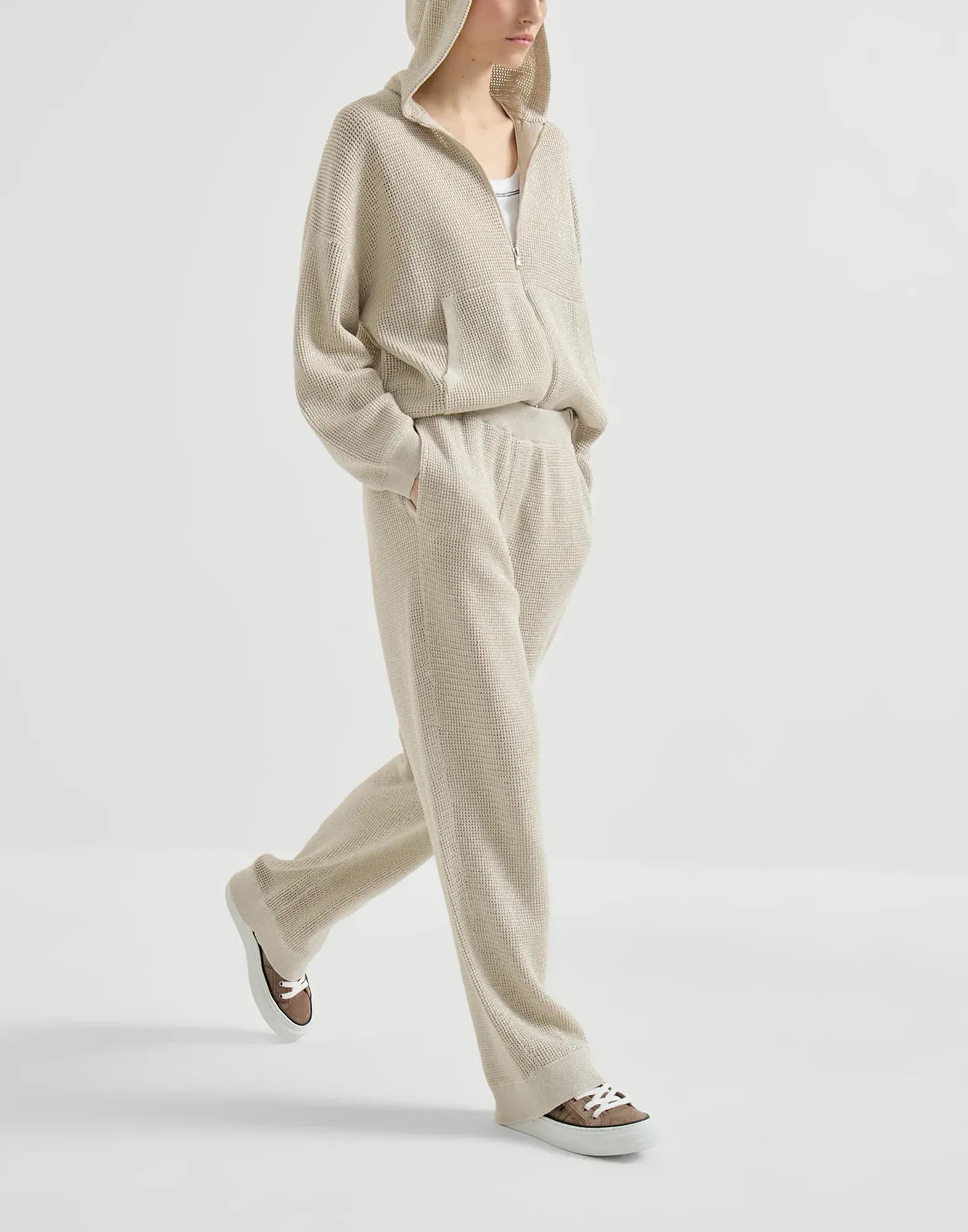 Brunello Cucinelli Sparkling Net Knit Trousers