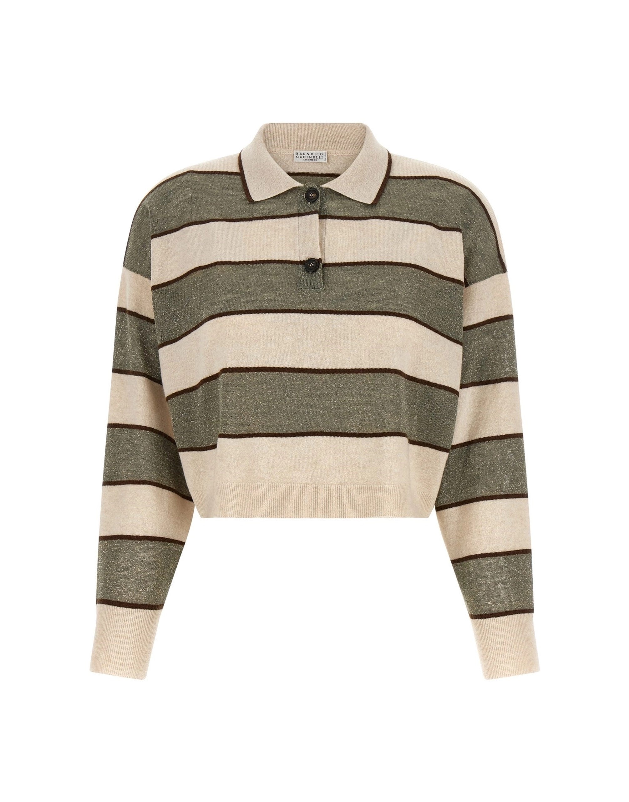 Brunello Cucinelli poloshirt met glinsterende strepen