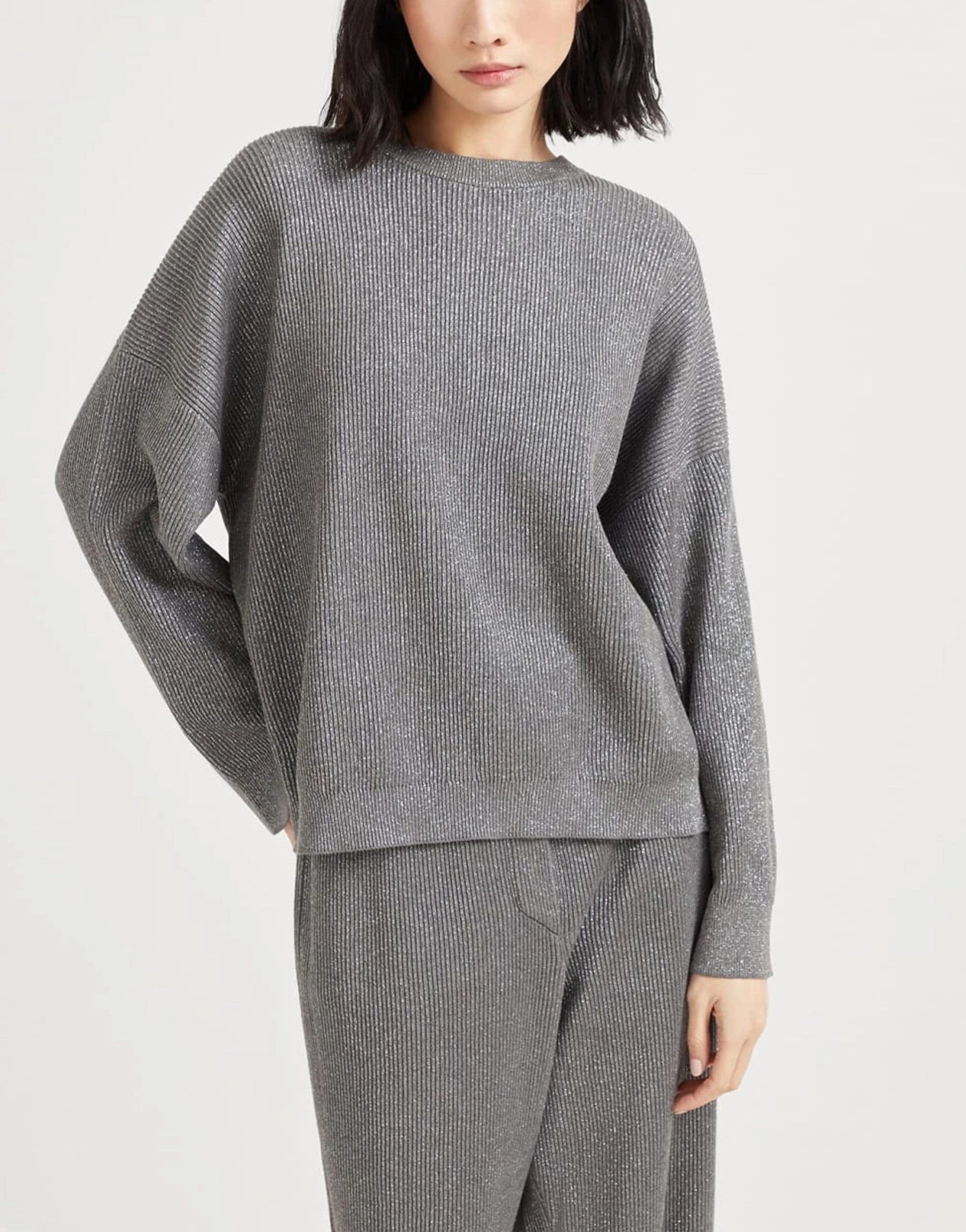 Brunello Cucinelli Sparkling Vanisé English Rib Sweater
