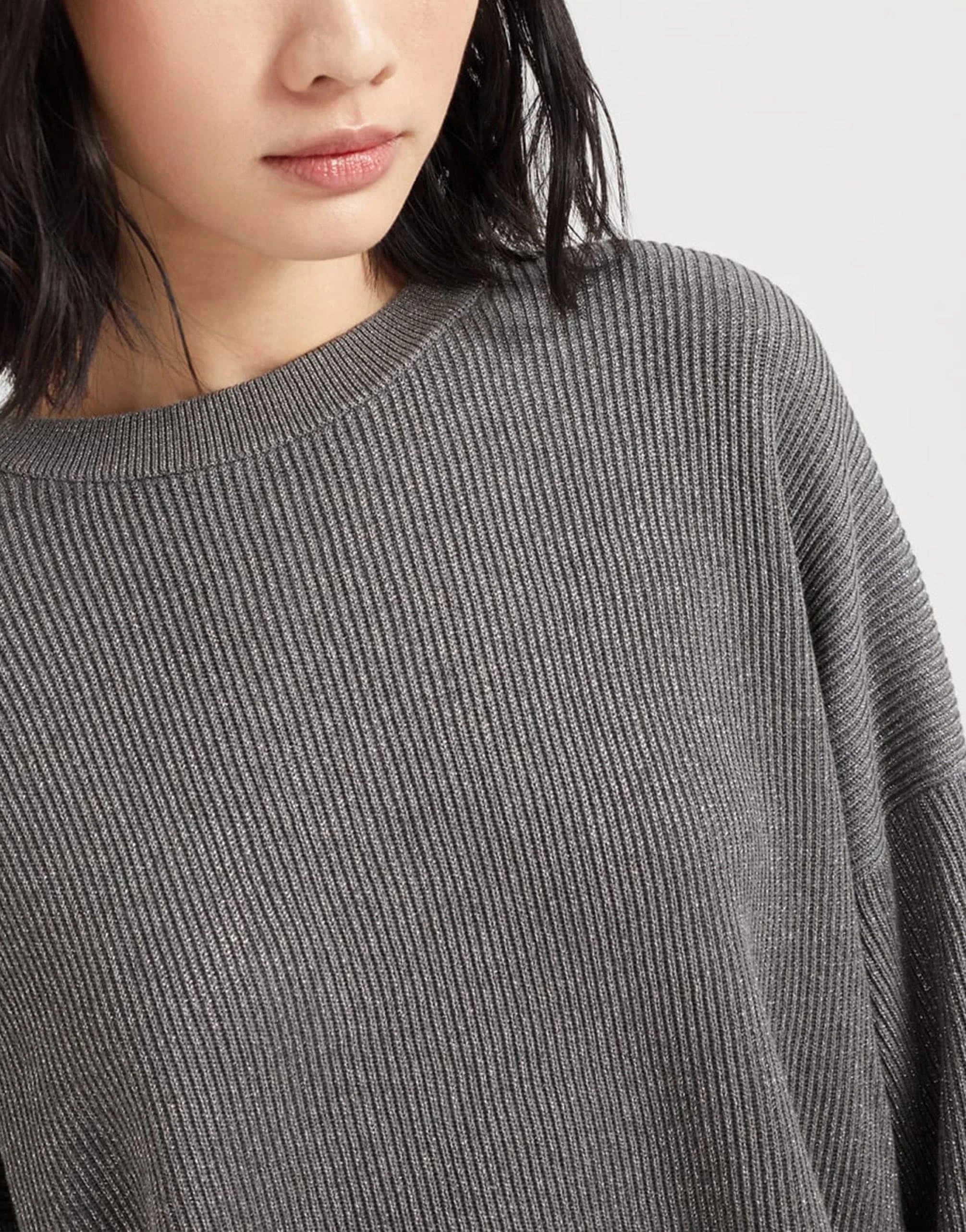 Brunello Cucinelli Sparkling Vanisé English Rib Sweater