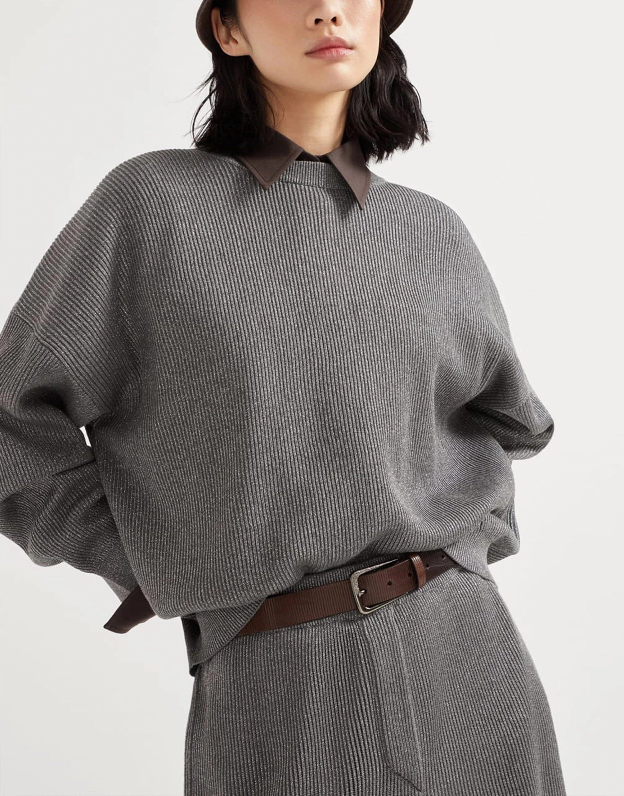 Brunello Cucinelli Sparkling Vanisé English Rib Sweater