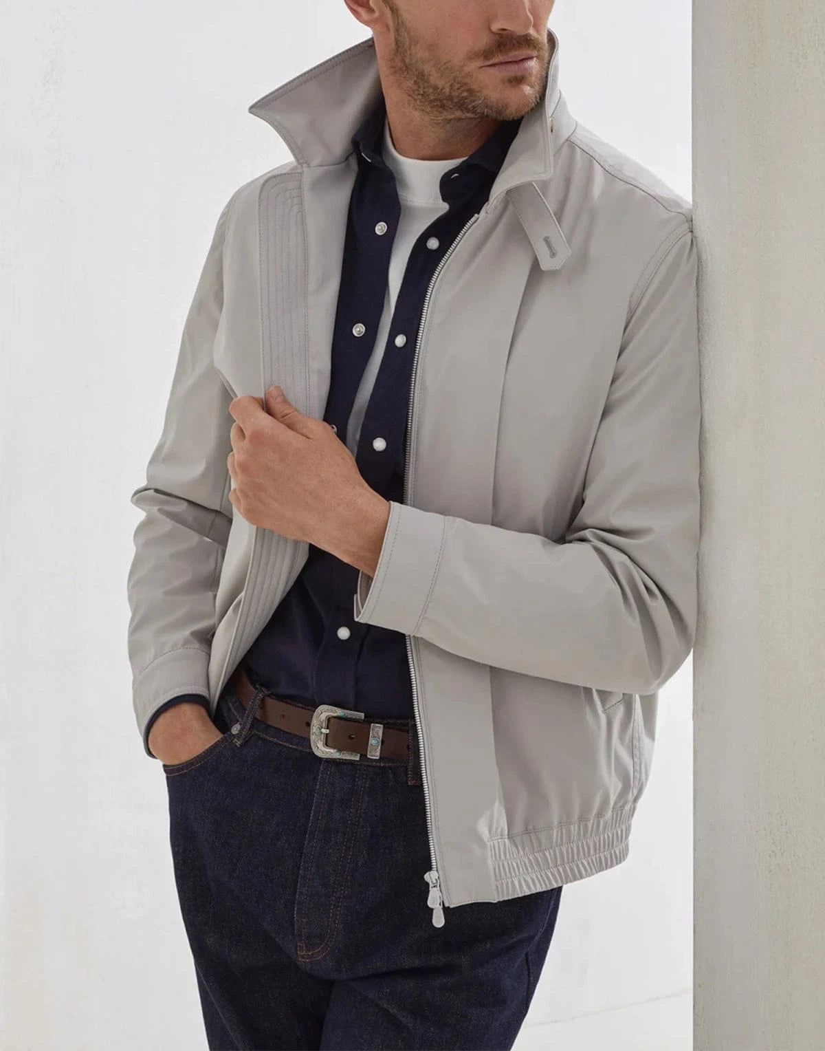 Brunello Cucinelli Stretch Bonded Bomber Jacket