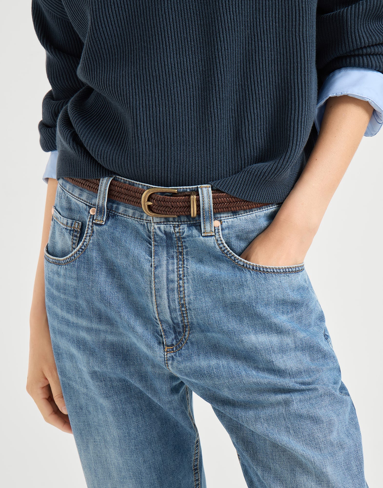 Brunello Cucinelli Stretch Braided Leather Belt