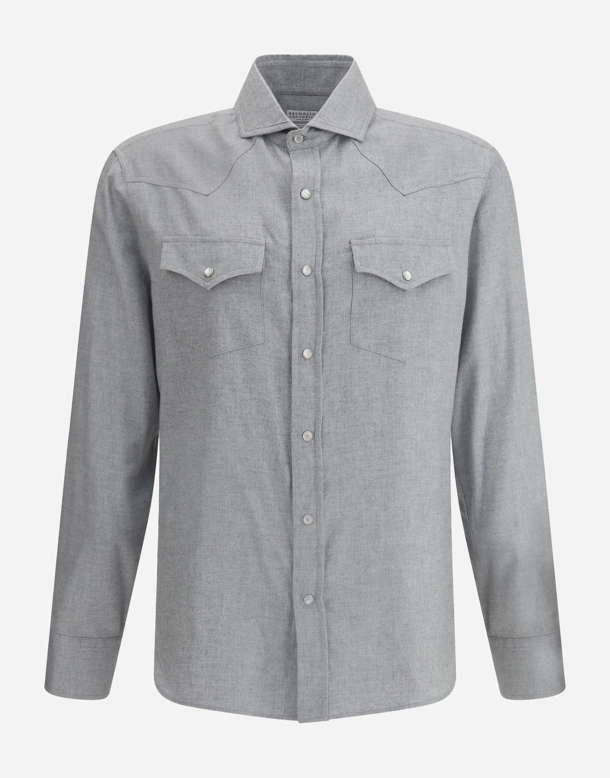 Brunello Cucinelli Stretch Cotton Chevron Flannel Shirt