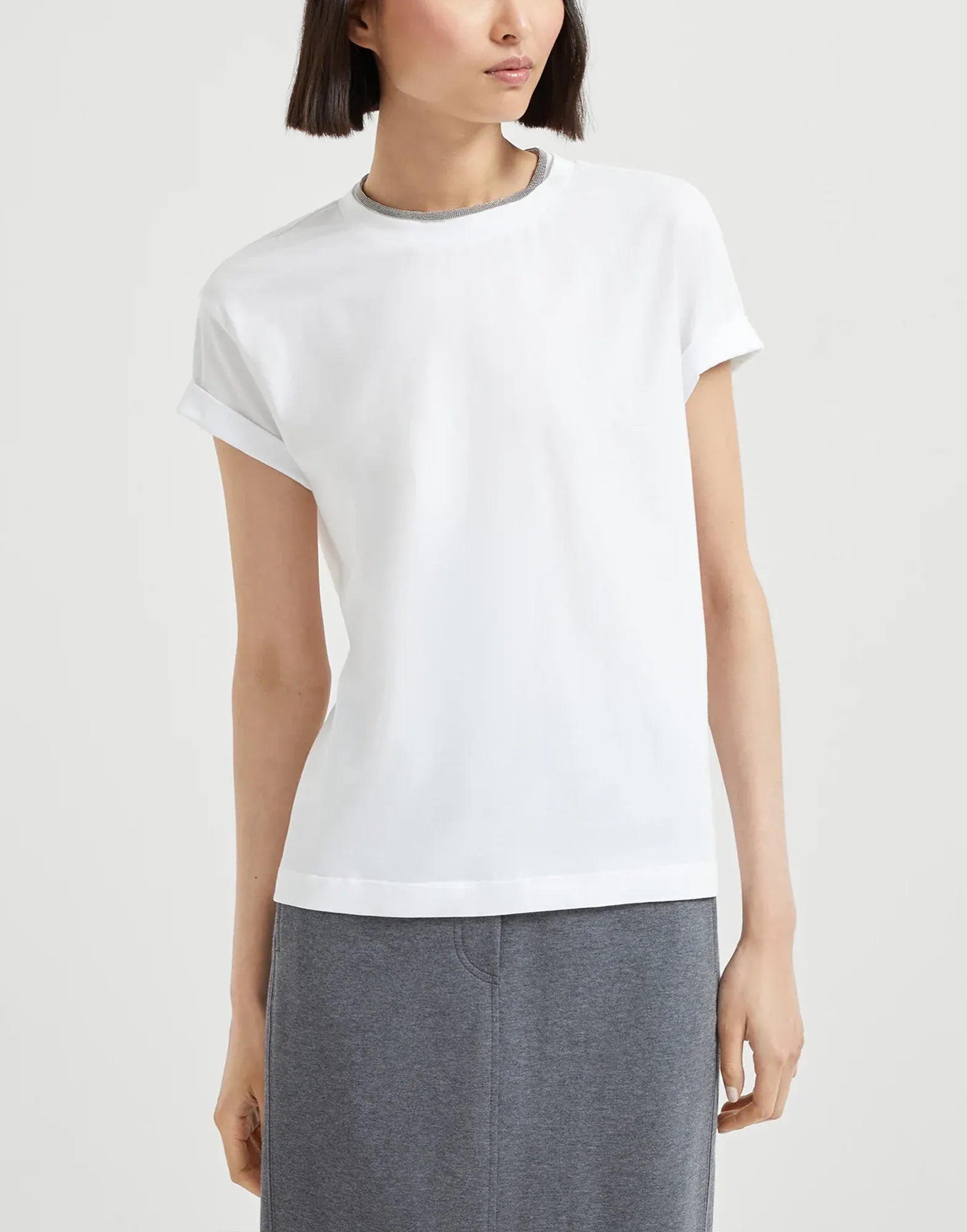 Brunello Cucinelli Stretch Cotton Precious Collar T-Shirt