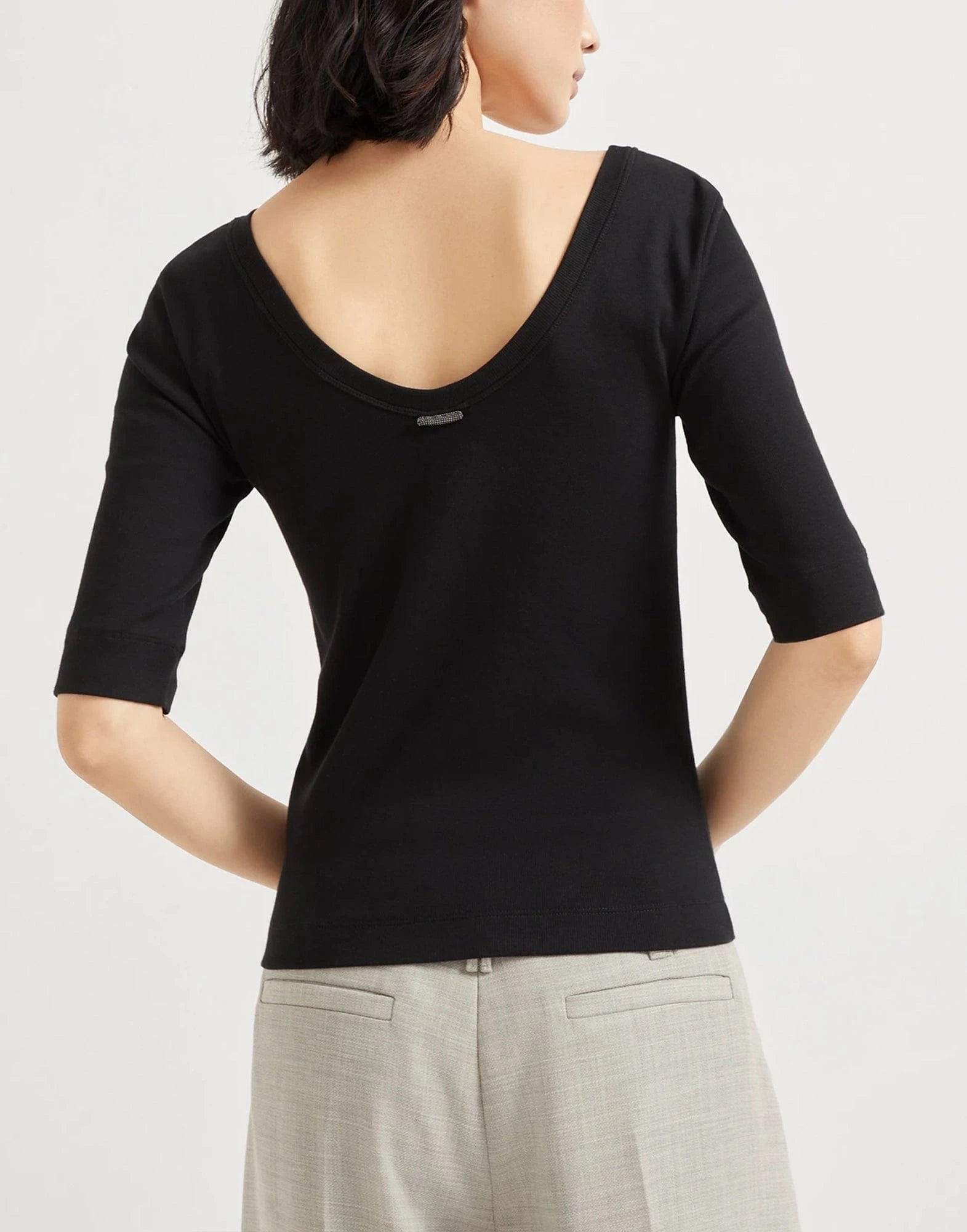 Brunello Cucinelli Stretch Cotton Ribbed Monili T-Shirt