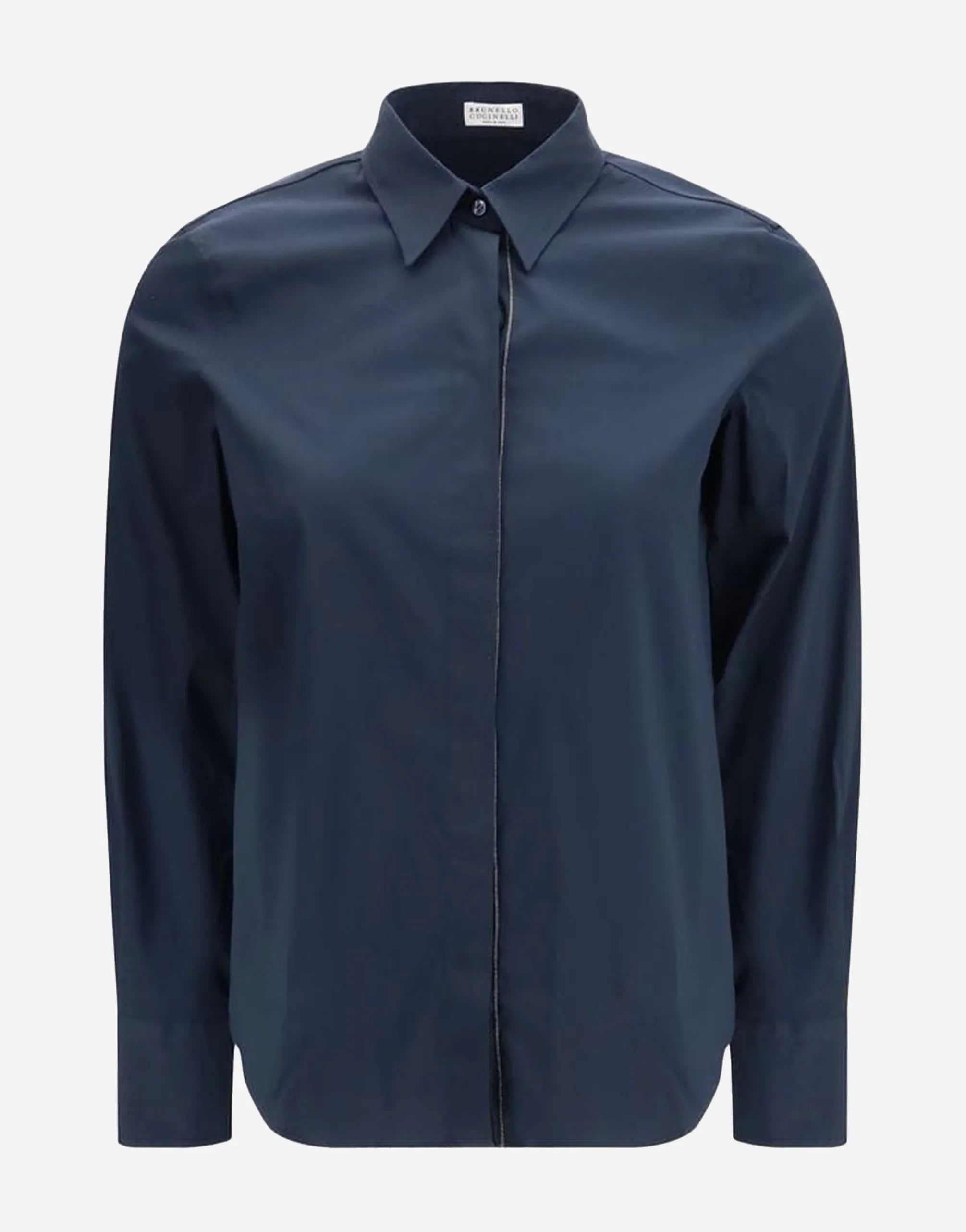 Brunello Cucinelli Stretch Cotton Shiny-Trim Poplin Shirt