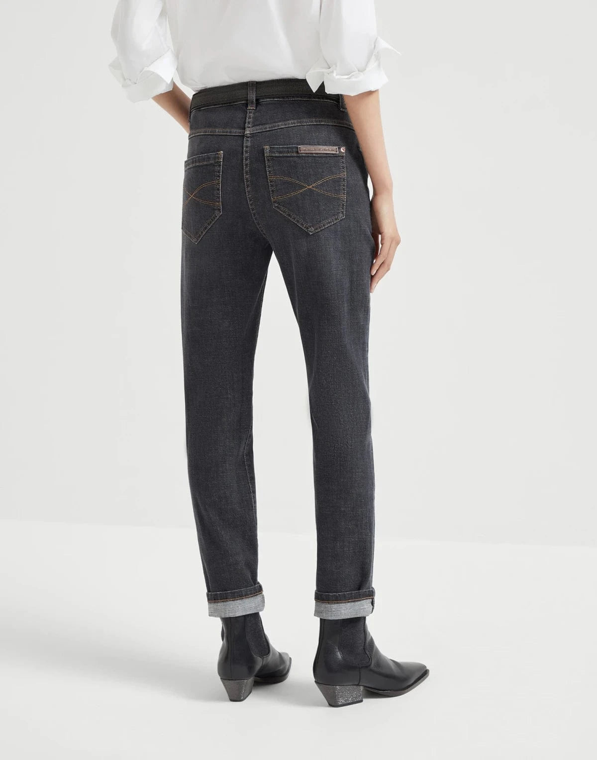 Brunello Cucinelli Stretch Denim Slim Monili-Tab Jeans