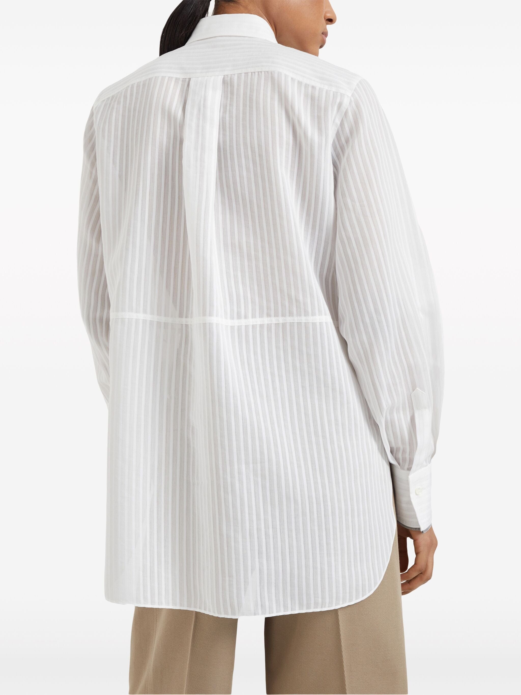 Brunello Cucinelli Striped Cotton-Silk Shirt