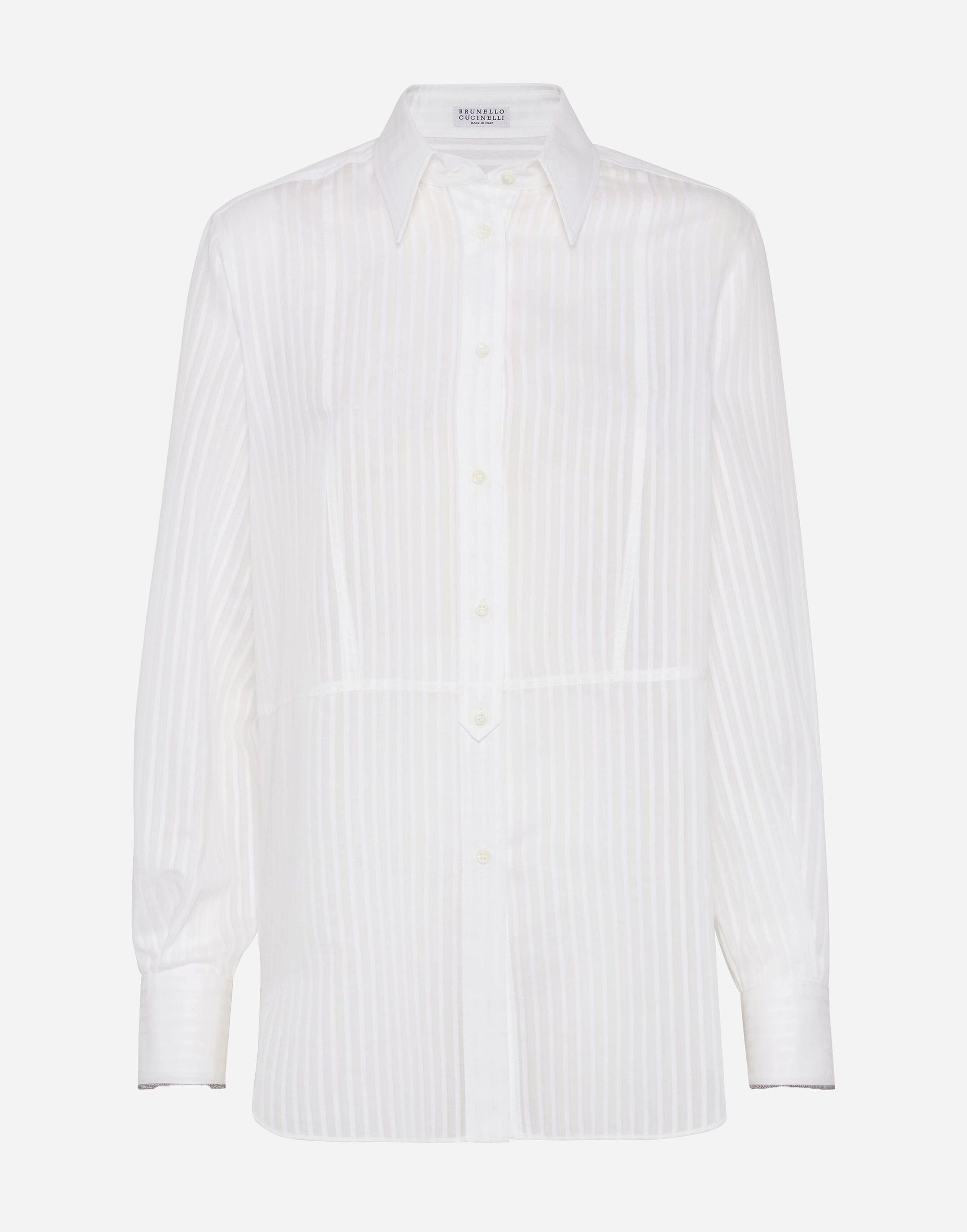 Brunello Cucinelli Striped Cotton-Silk Shirt