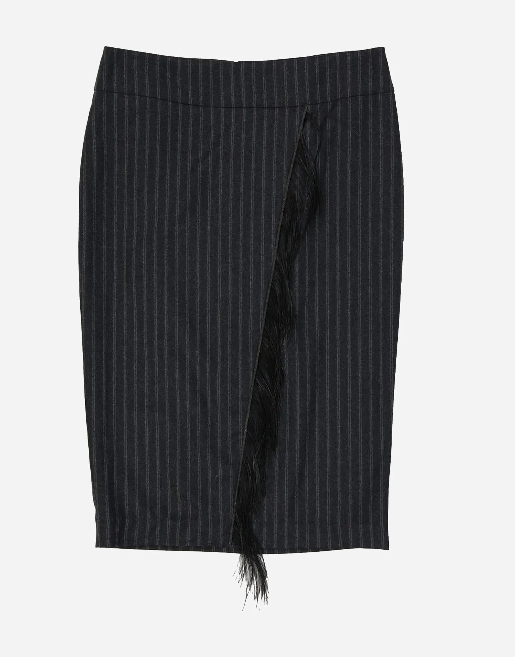 Brunello Cucinelli Striped Feather-Trim Skirt