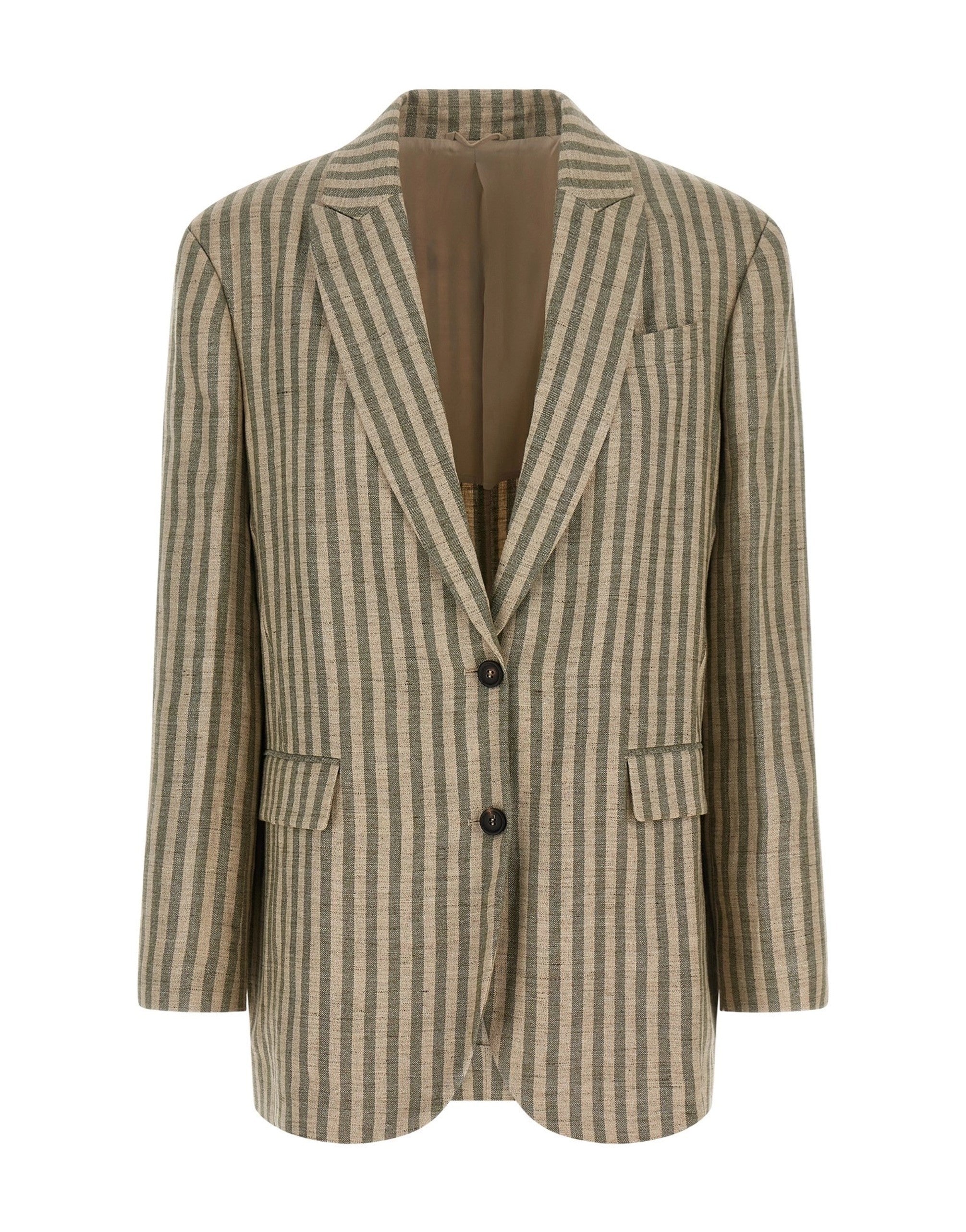 Brunello Cucinelli Striped Linen Blend Blazer