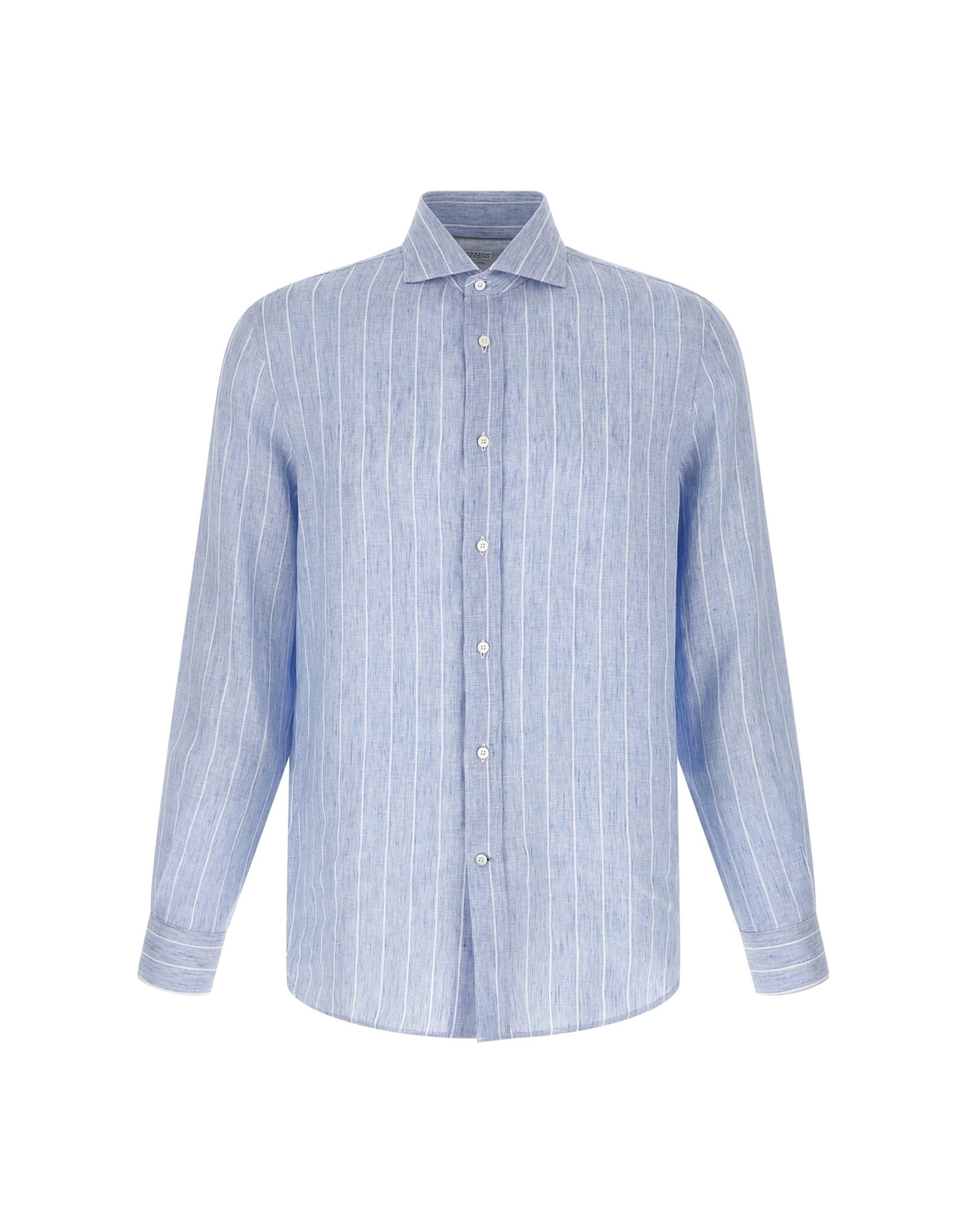 Brunello Cucinelli Striped Linen Shirt Long Sleeved